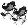 Costway - 2 PCS Hammock Camping Chair with Retractable Footrest & Carrying Bag for Camping - Black
