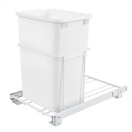 Front. Rev-A-Shelf - Rev-A-Shelf Single Pullout 35 qt. Trash Can for Kitchen Cabinets, RV-18PB-1 - White.