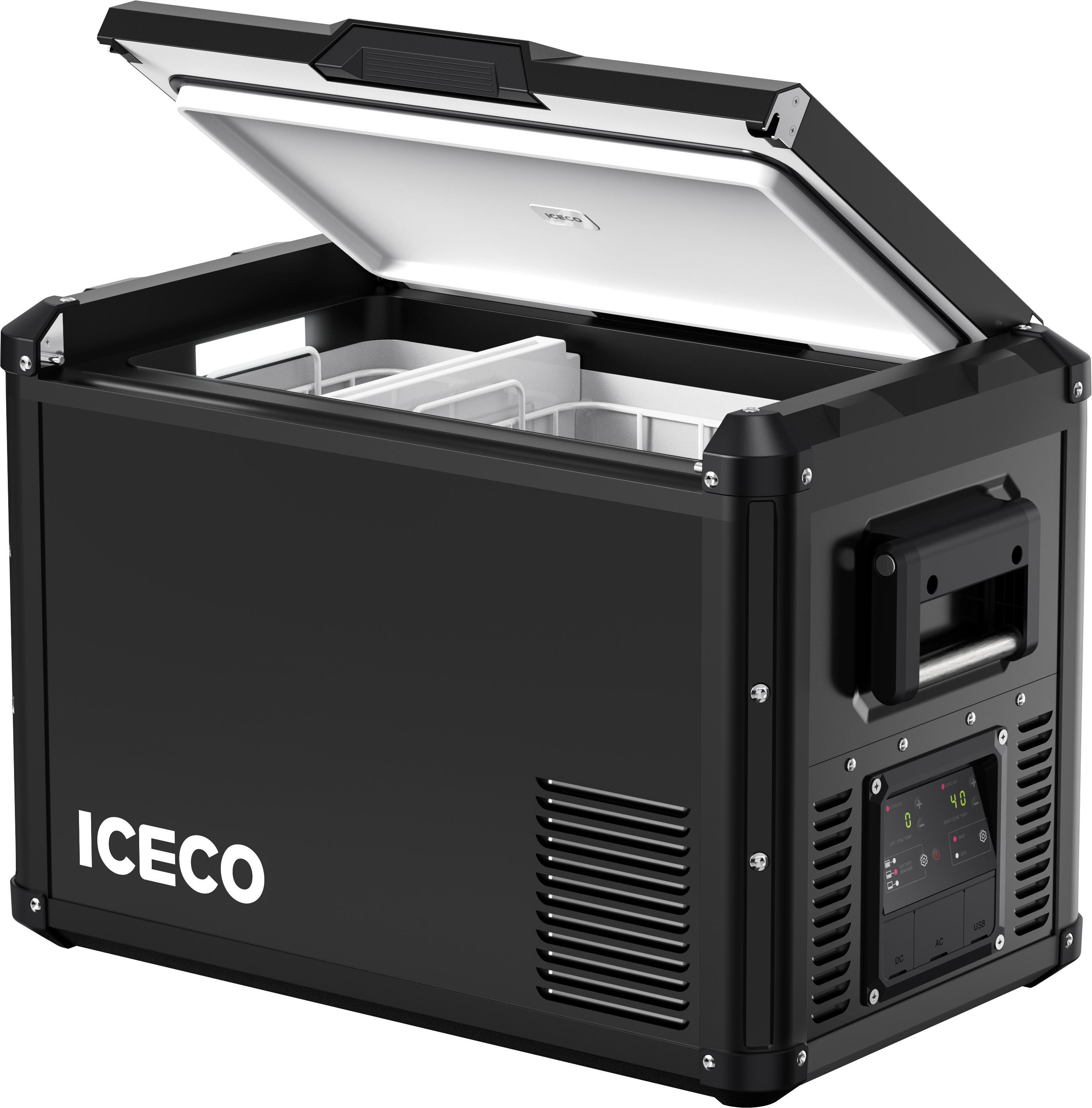 Angle. ICECO - VL45 Pro Dual Zone 45QT Portable Cooler Black - Black.