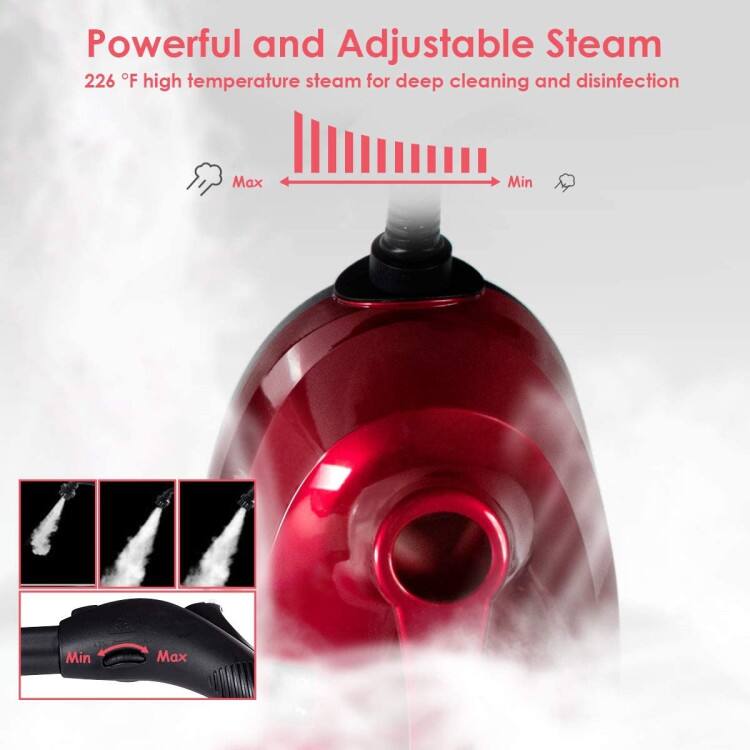 Powerful and Adjustable Steam  
226 °F high temperature steam for deep cleaning and disinfection  

Max  
Min