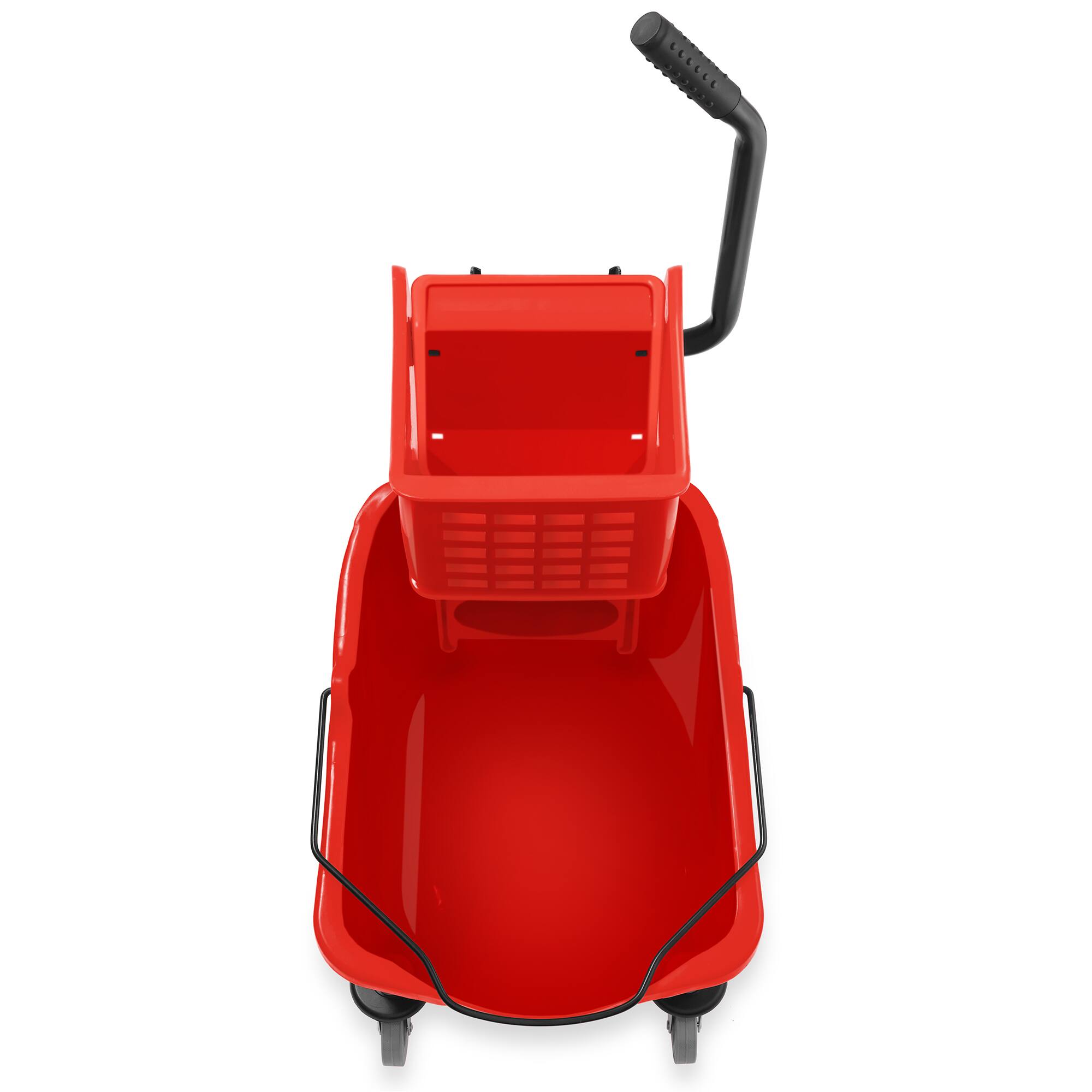 Alt View 2. Dryser - Commercial Mop Bucket with Side Press Wringer - 33 Quart - Red.