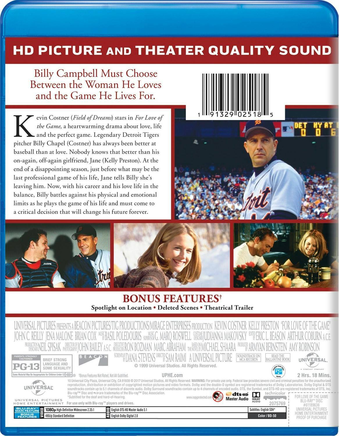 Back. For Love of the Game [Blu-ray].