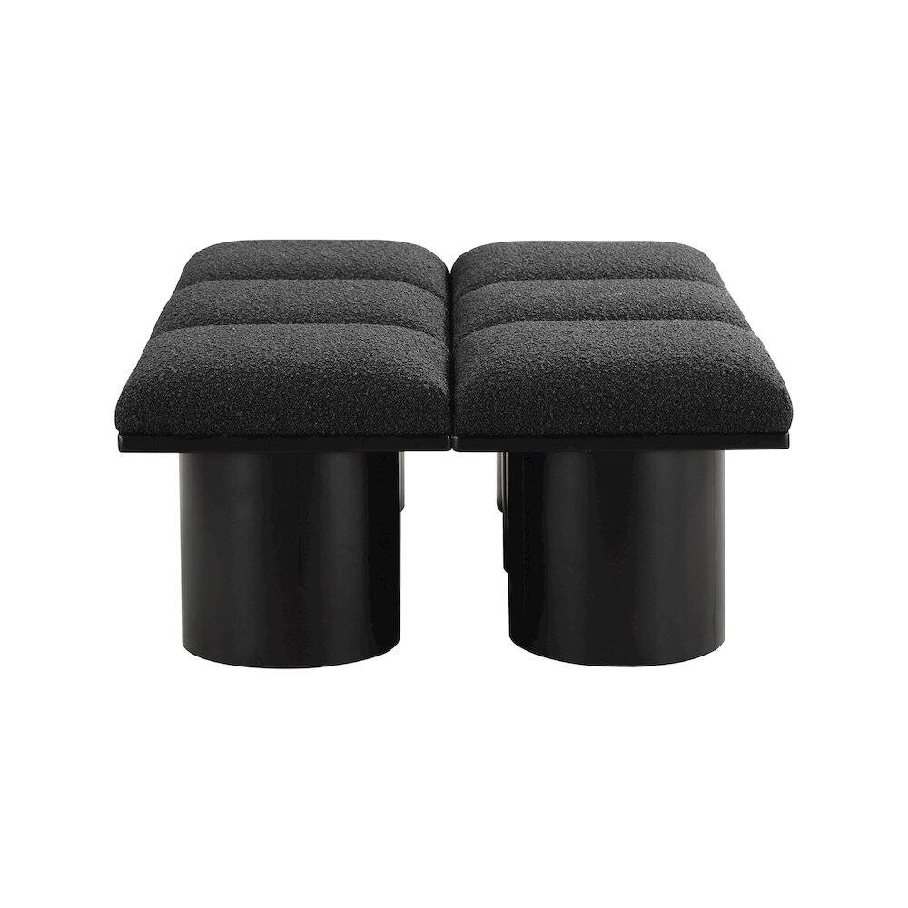 Left. Meridian Furniture - Pavilion Black Boucle Fabric Bench - Black Boucle Fabric.