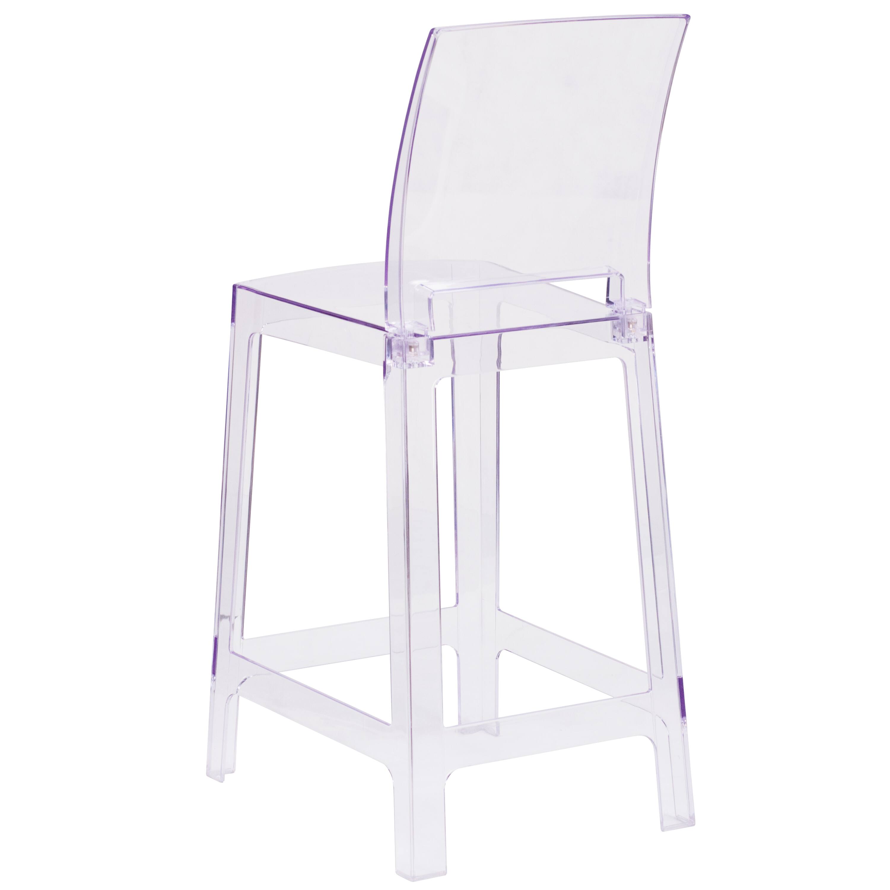 Alt View 5. Emma + Oliver - Ghost Counter Stool in Transparent Crystal with Square Back - Transparent Crystal.