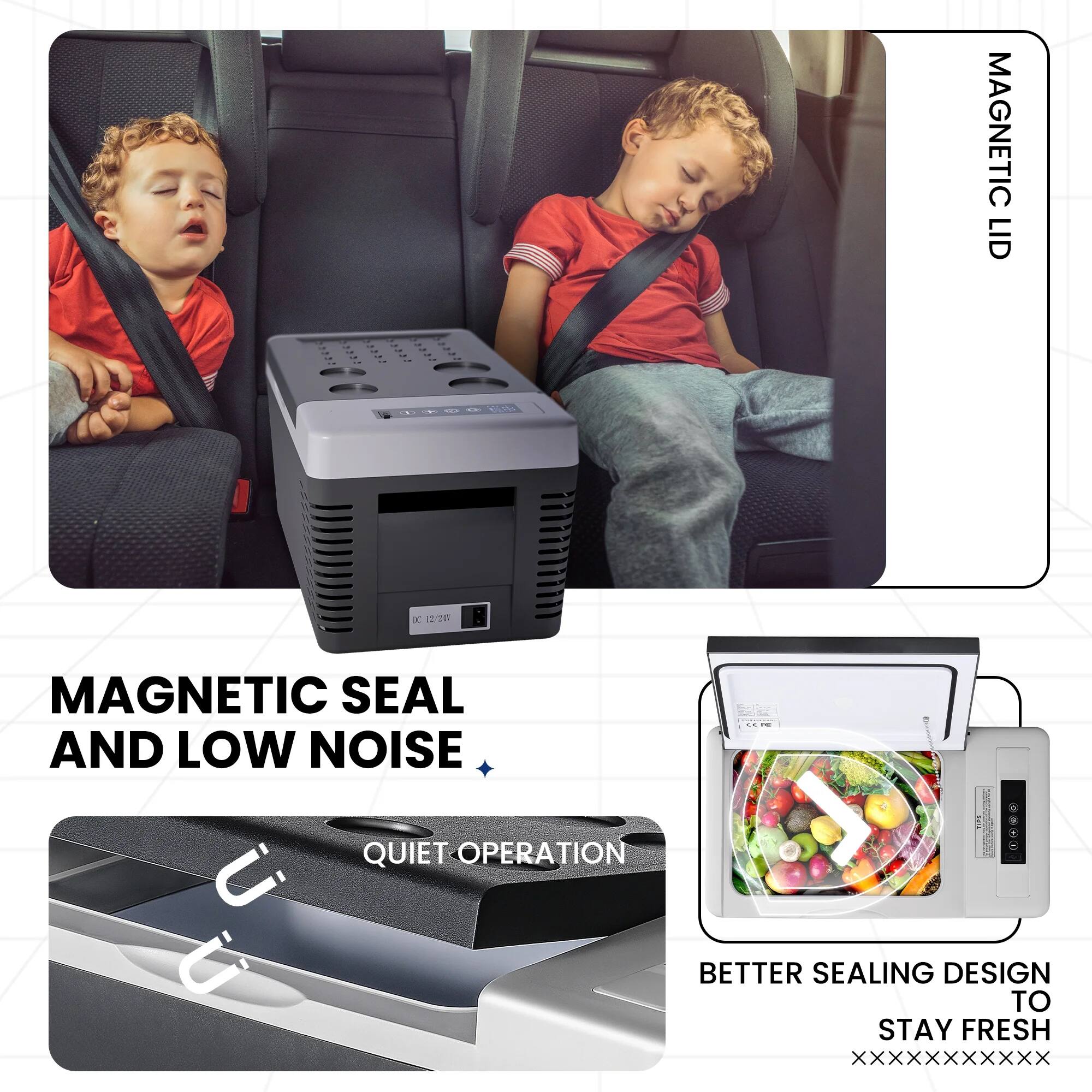 MAGNETIC LID, MAGNETIC SEAL AND LOW NOISE, QUIET OPERATION, BETTER SEALING DESIGN TO STAY FRESH