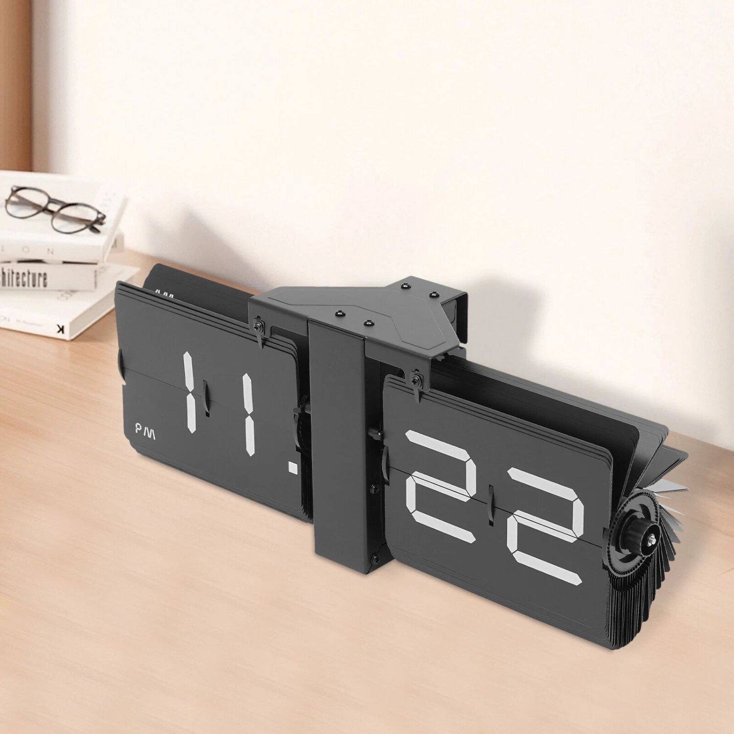 Left. Stock Preferred - Digital Flip Clock Retro Wall & Desk Display - Black.