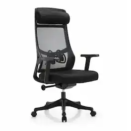 LeisureMod - Dale Ergonomic Mesh Back Office Chair, Lumbar Support, Adjustable Height, Swivel Computer Desk Chair, Armrests, Home - Black