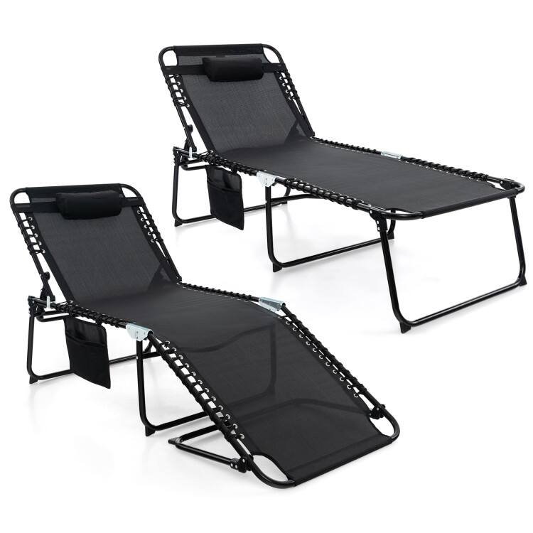 Alt View 2. Mondawe - 4 Position Folding Chaise Lounge Chair with Adjustable Backrest and Footrest for Beach Pool - Black.
