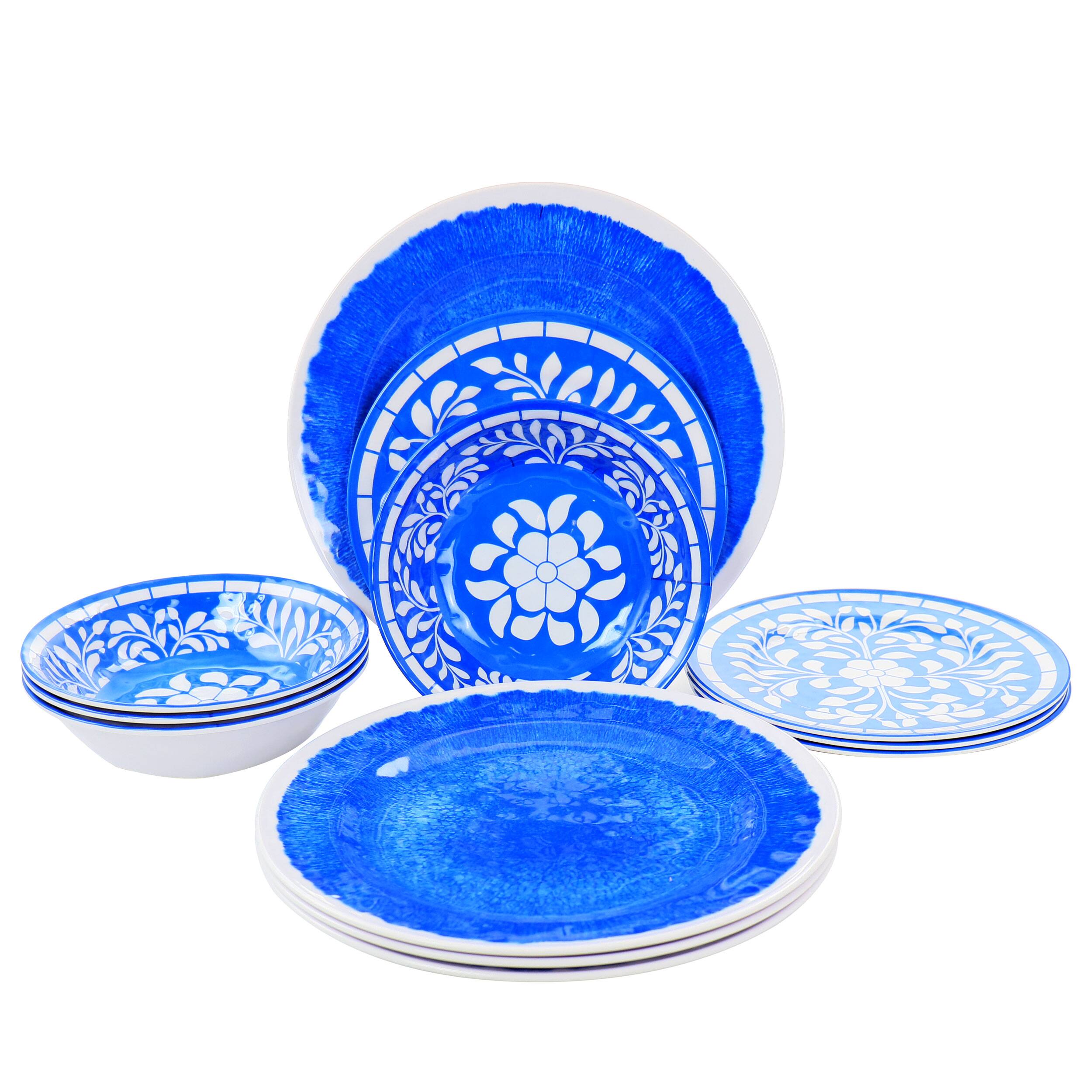 Alt View 6. Elama - Elama Nelly 12 Piece Melamine Dinnerware Set in Blue - Blue.