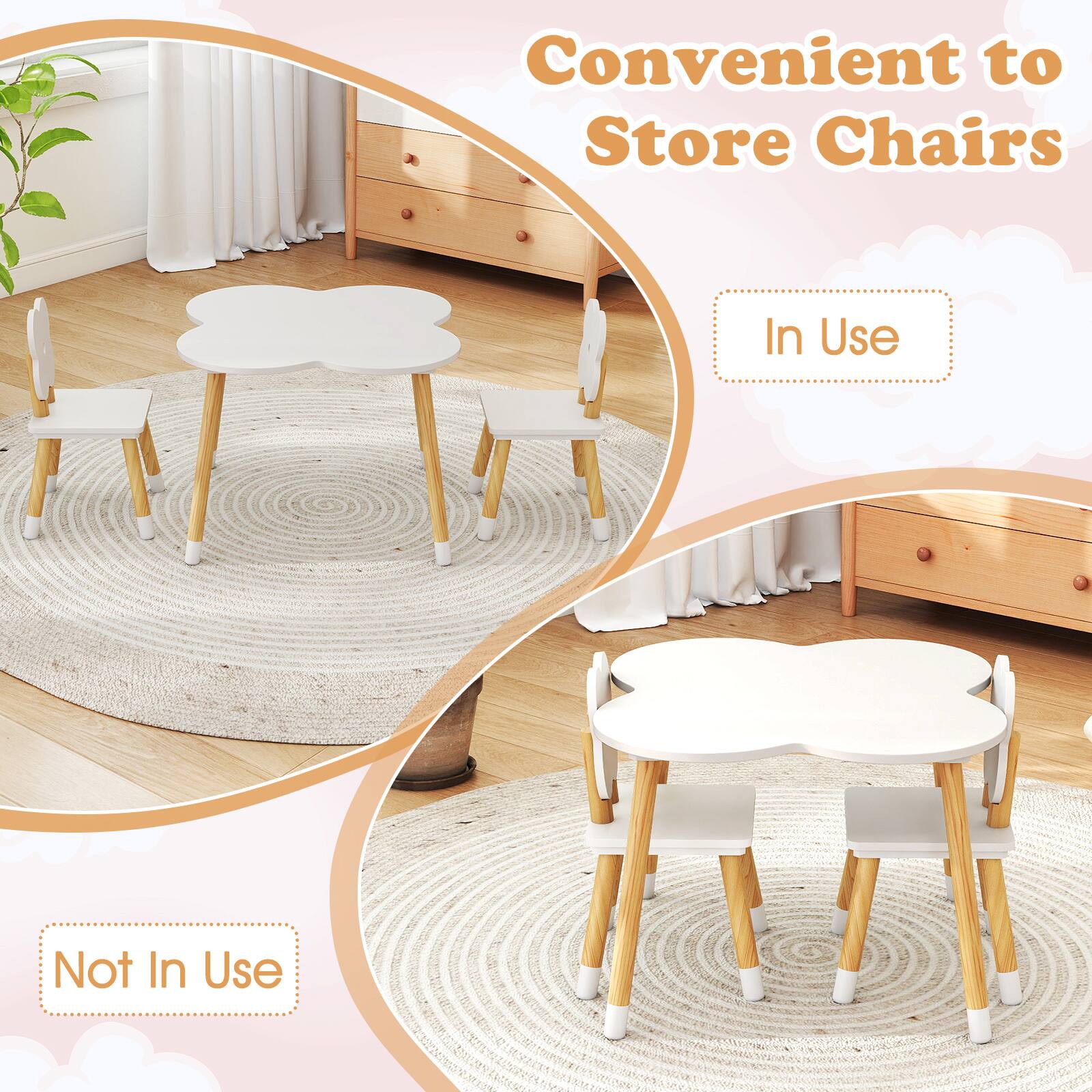 Convenient to Store Chairs

In Use

Not In Use