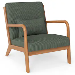 WELLFOR - Corduroy Upholstered Accent Lounge Chair with Lumbar Pillow - Green