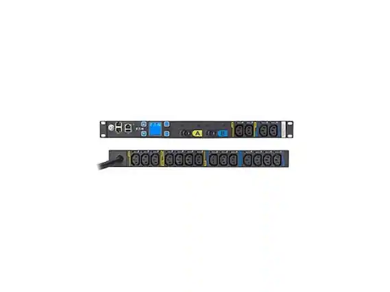 Front. Eaton - Eaton Metered Input rack PDU, 1U, L6-30P input, 10 ft cord, Single-phase, 200-240V, Outlets: (18) C13 Outlet grip - Unknown.