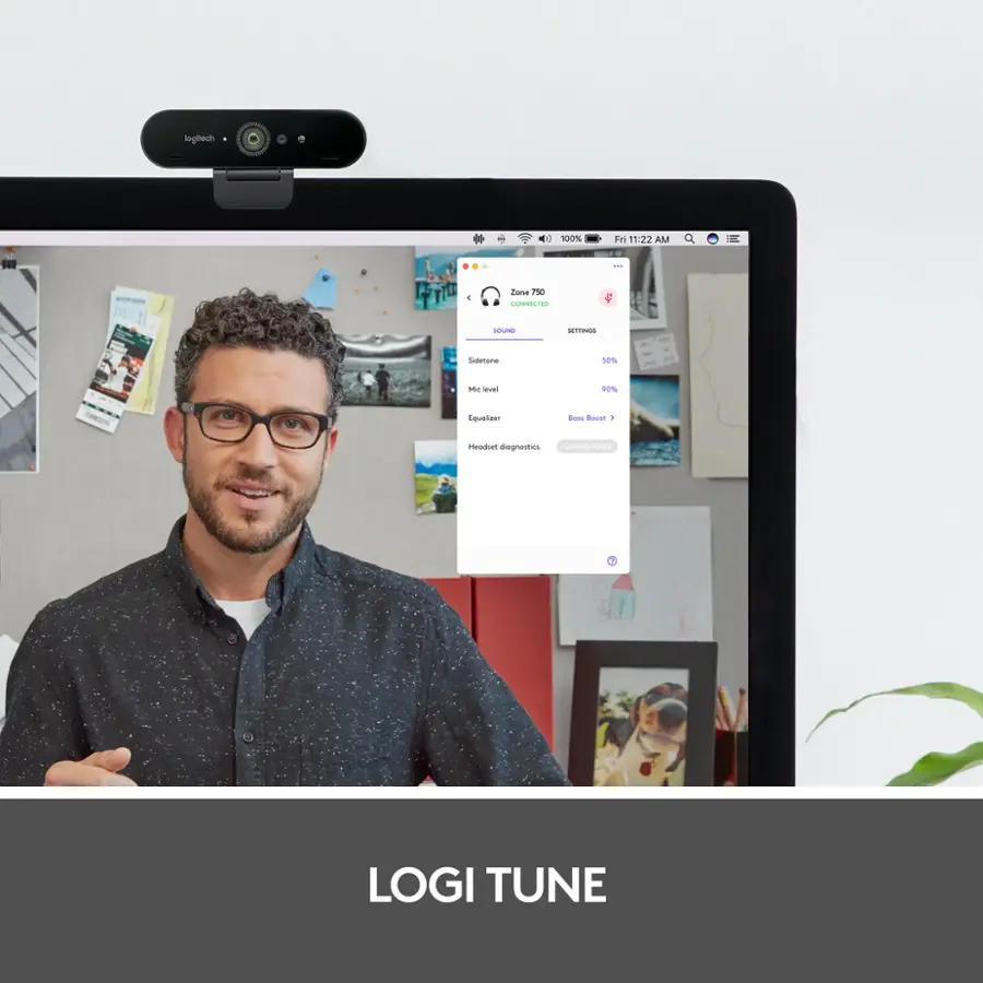 Logitech Tune 100% Fri 11-22 AM I 4 Jana Pe CONECTID SUUMO - Sutetona LP ... - Mi level 1% Equolizar a B - nAm diognovtics | -m 1