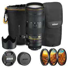 Nikon - NIKKOR 70-200mm f/2.8E FL ED VR Lens Professional Zoom Bundle