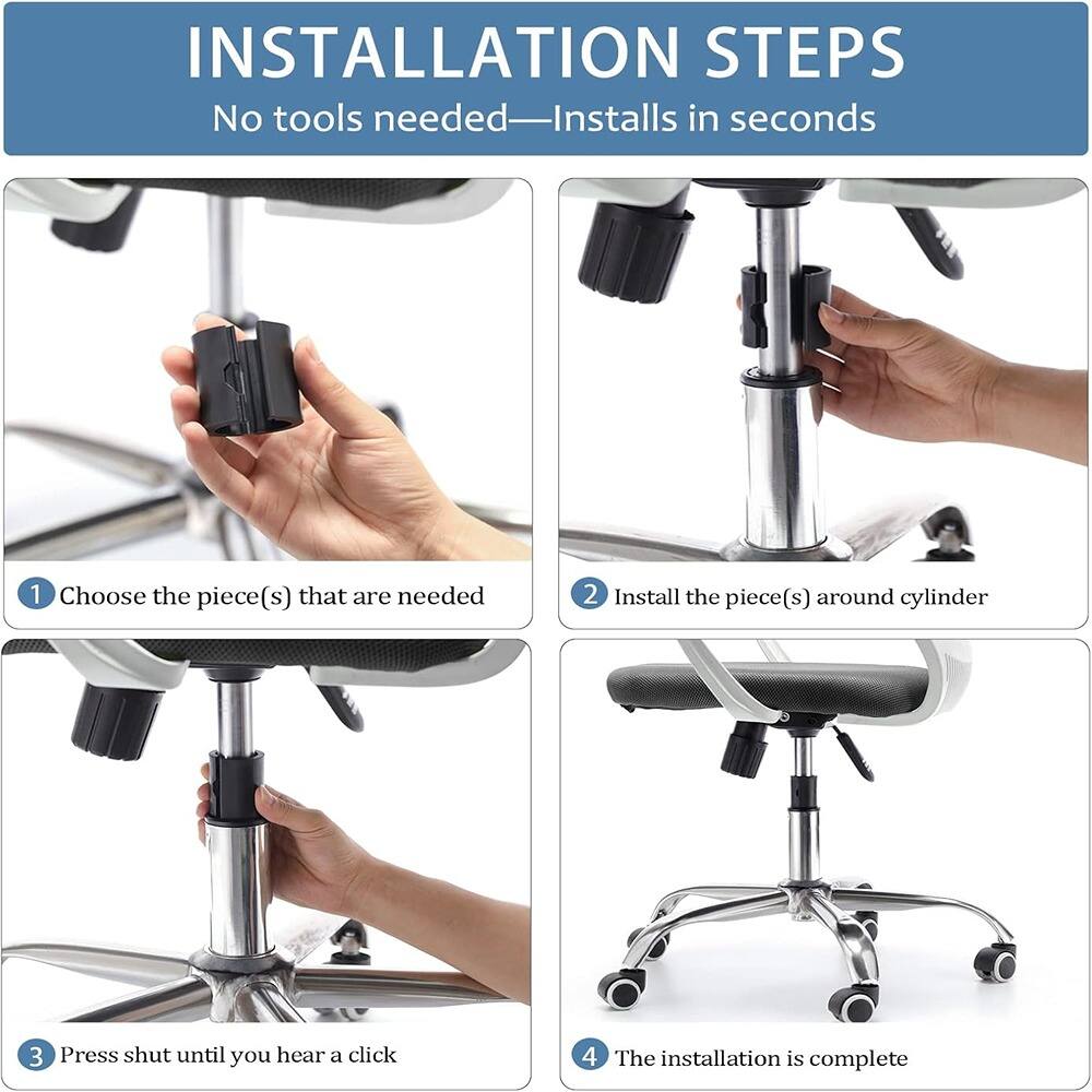 **INSTALLATION STEPS**

No tools needed—Installs in seconds

1. Choose the piece(s) that are needed
2. Install the piece(s) around cylinder
3. Press shut until you hear a click
4. The installation is complete