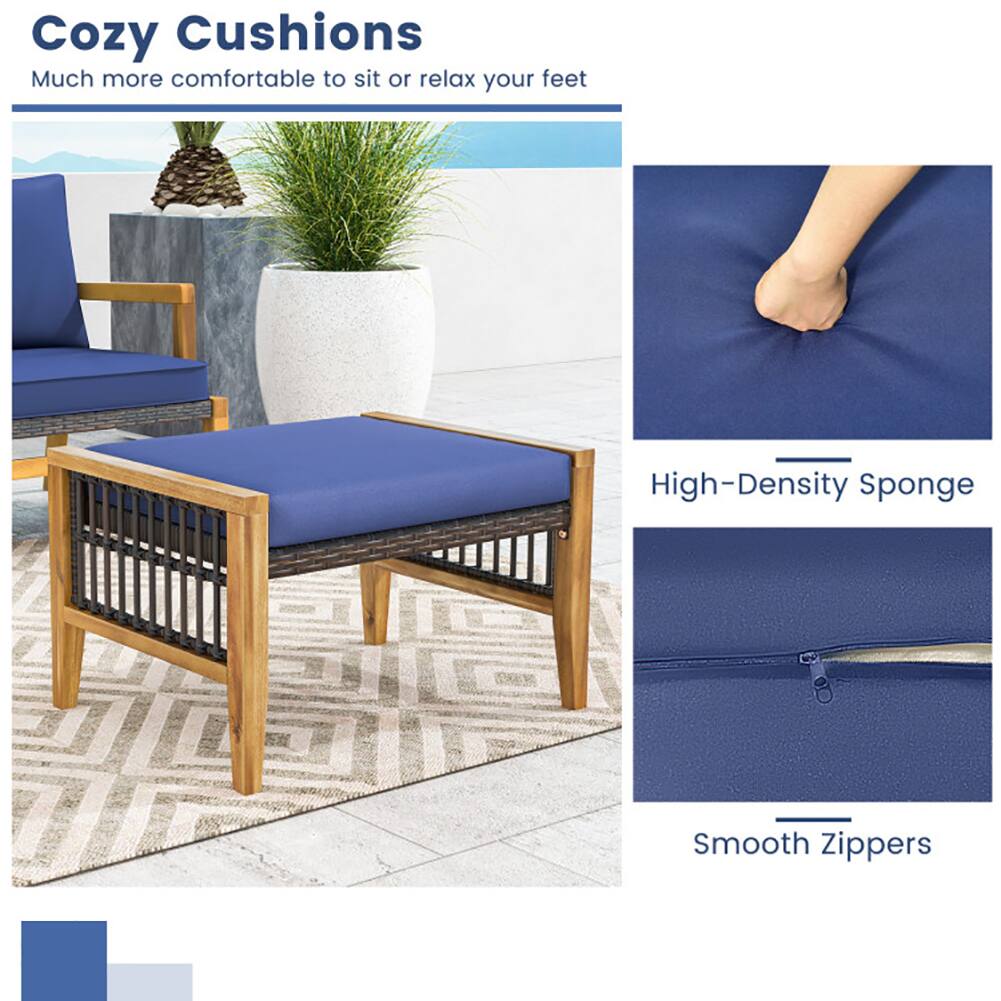 Cozy Cushions  
Much more comfortable to sit or relax your feet  

High-Density Sponge  
Smooth Zippers