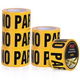 Pyle - 6 Pieces Safety No Parking Barricade Tape Set - 200 Meters Long Tape Roll - Yellow