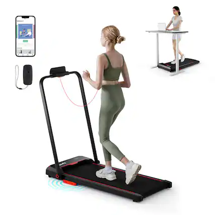 Front. Costway - Costway 3 in 1 Folding Treadmill with Remote Control LED Display and APP for Home Red - Red.