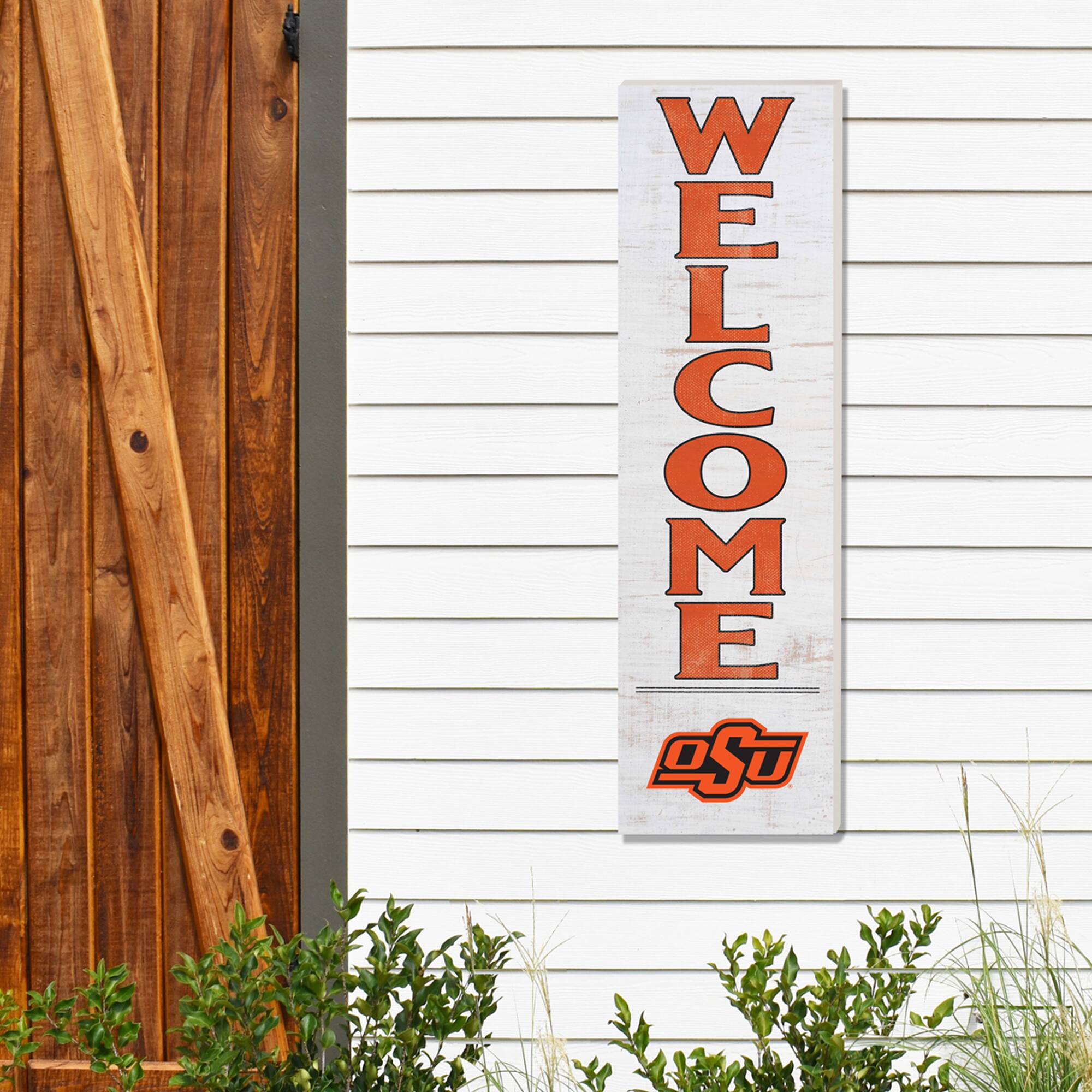Alt View 1. Jardine - Oklahoma State Cowboys 10'' x 35'' Indoor/Outdoor Welcome Sign - White.