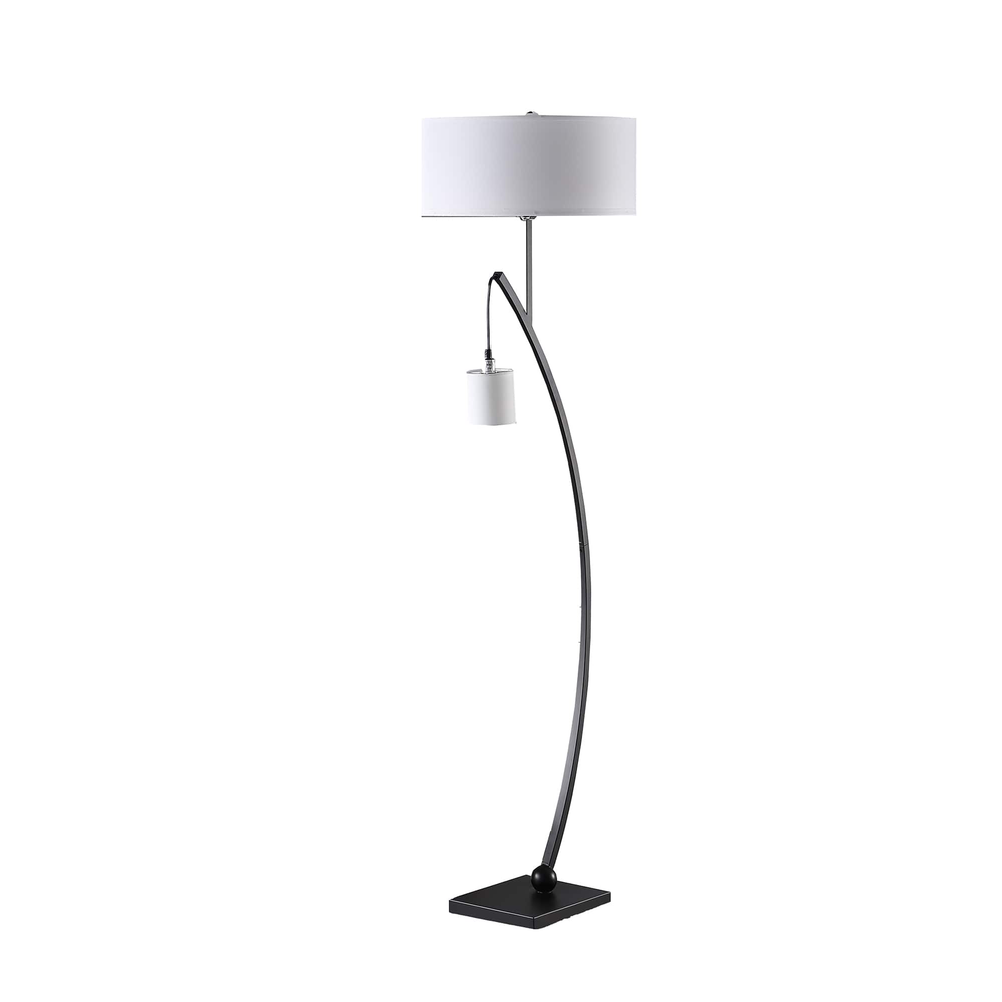Manhattan Lane - Jiya 59 Inch Arc Floor Lamp, Hanging Design, 2 Drum Shades