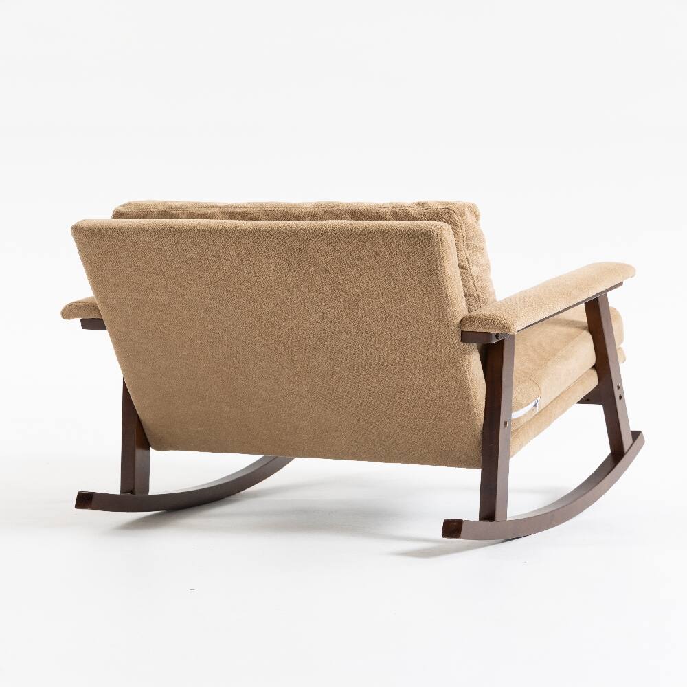 Alt View 8. Loheer - Loheer Mid Century Modern Accent Chair Upholstered Rocking Chair Solid Wood Frame Reading Armchair for Bedroom Sunroom - Khaki.