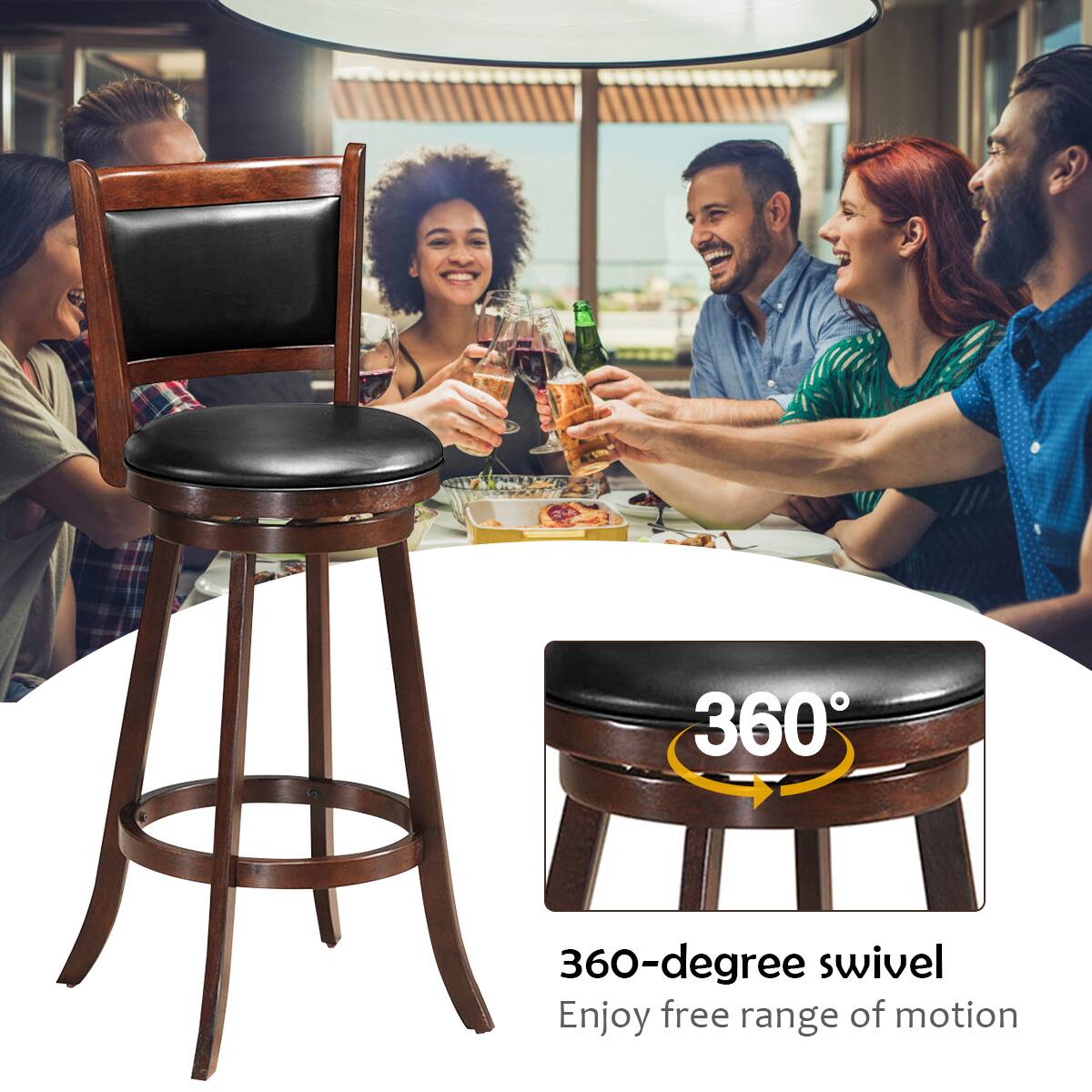 360-degree swivel, Enjoy free range of motion