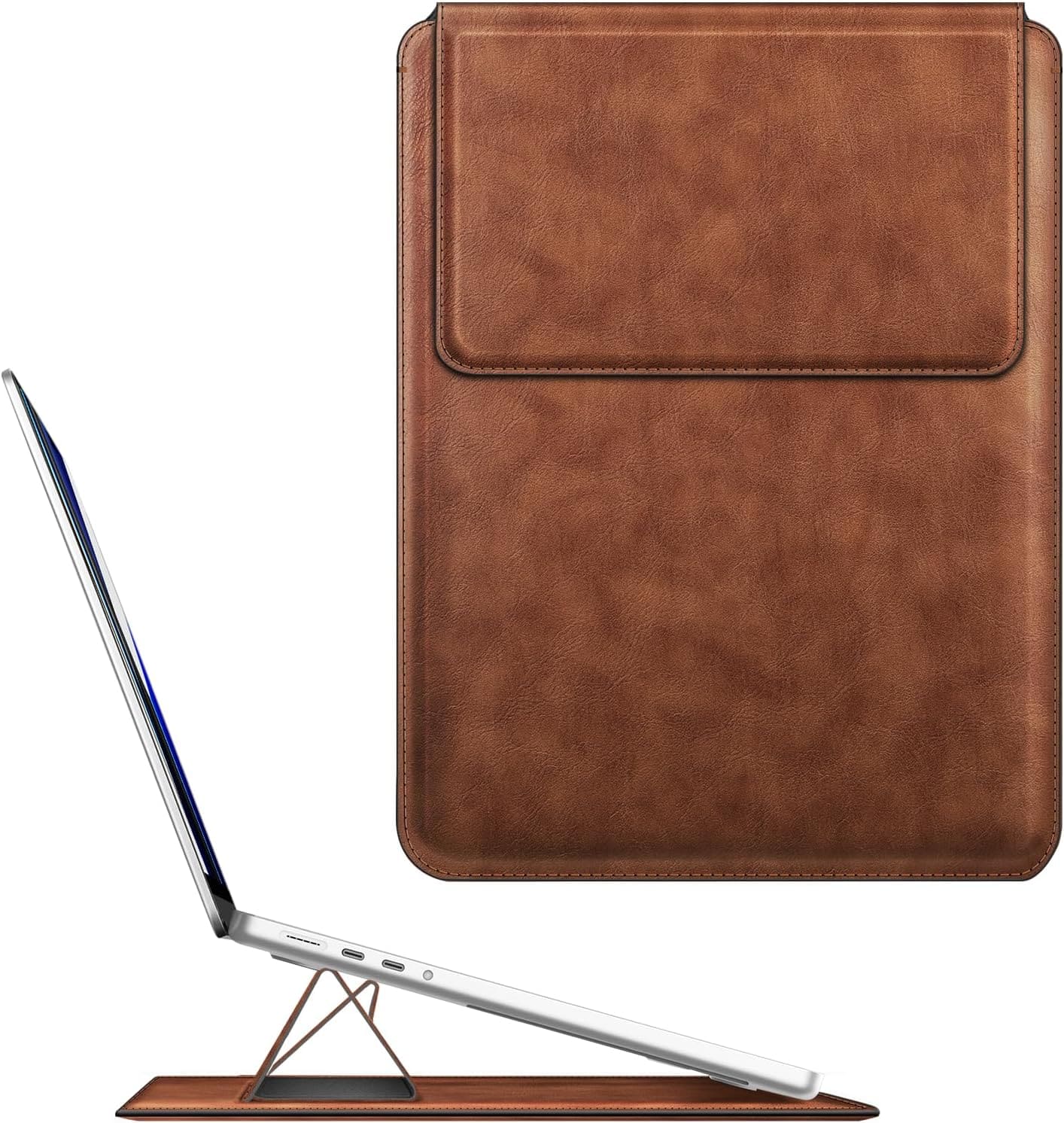 Fintie - Sleeve Case for MacBook Neo 13 inch, MacBook Air 13.6/13.3 inch, MacBook Pro 13 inch, Slim Bag Cover with Stand - Brown