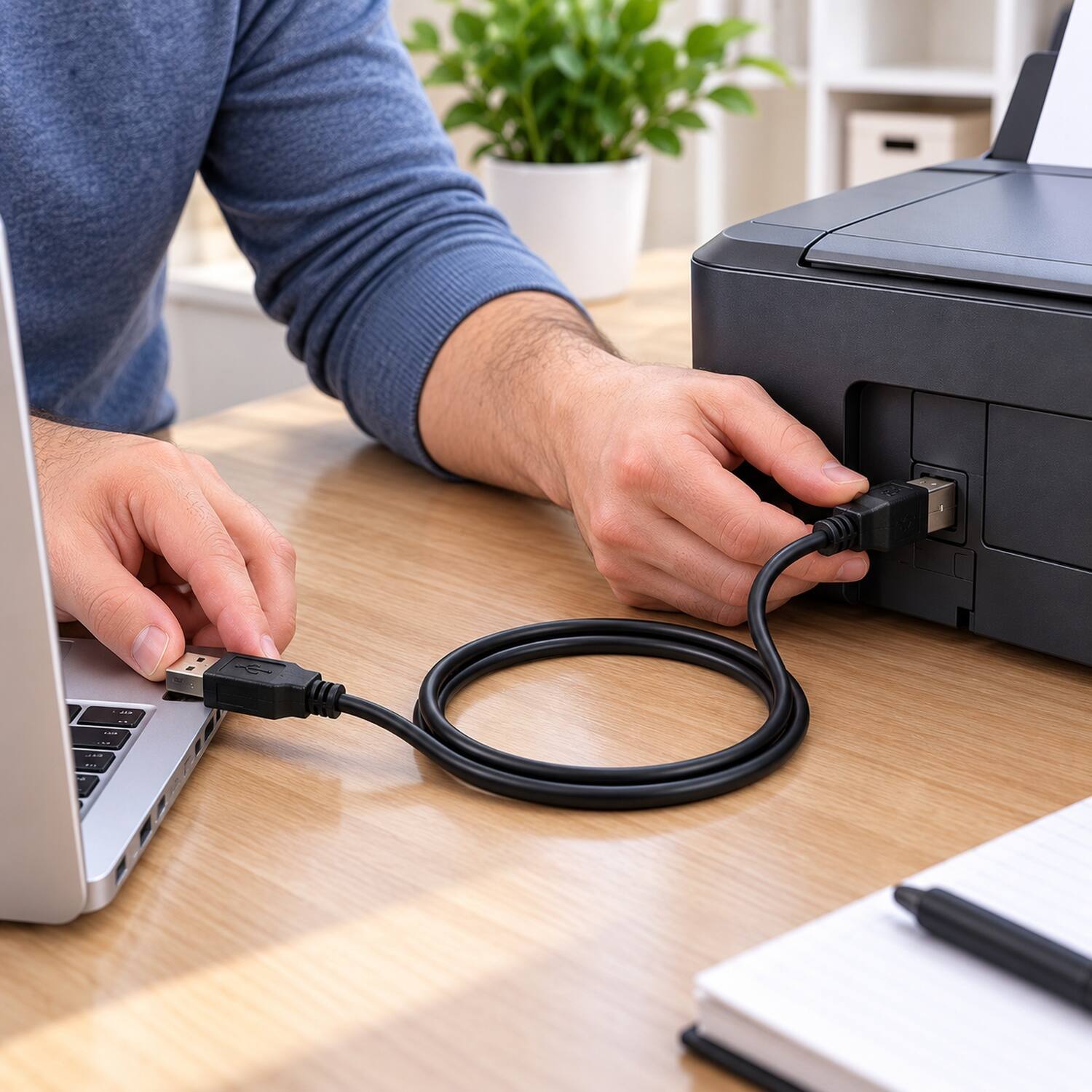 Back. Sanoxy - USB Printer Cable 3FT A to B High Speed Data Transfer Cable Adapter Durable Plug and Use - Black.