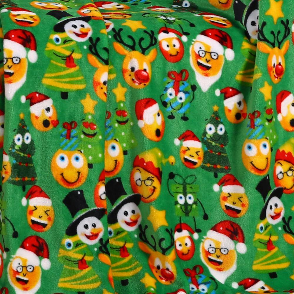 Alt View 3. Noble House - Plazatex Green Funny Faces plush Decorative Christmas Machine Washable Throw 50" X 60" Green - Green.