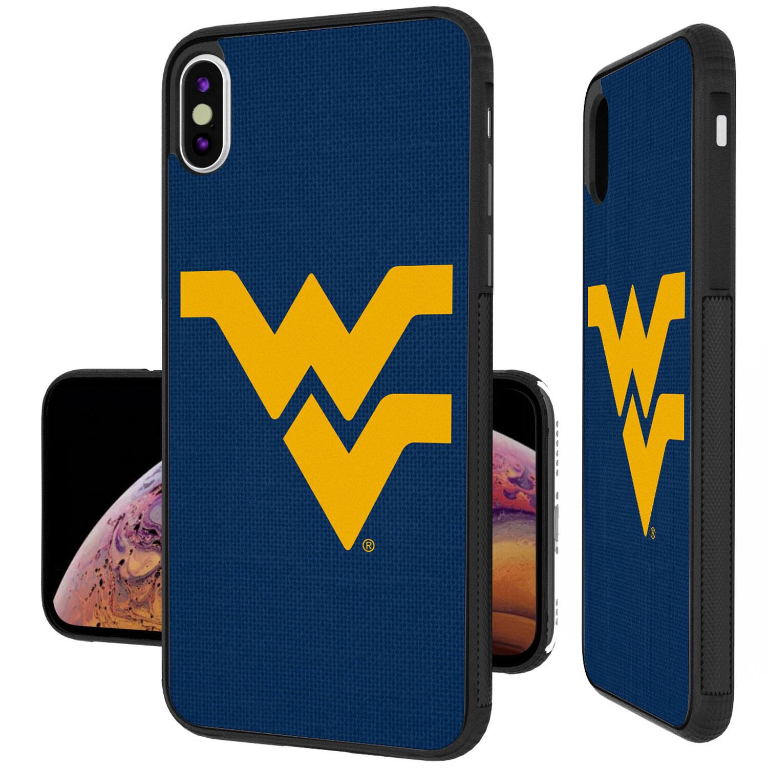 Alt View 3. Keyscaper - West Virginia Mountaineers iPhone Solid Design Bump Case - 16 - Multicolor.
