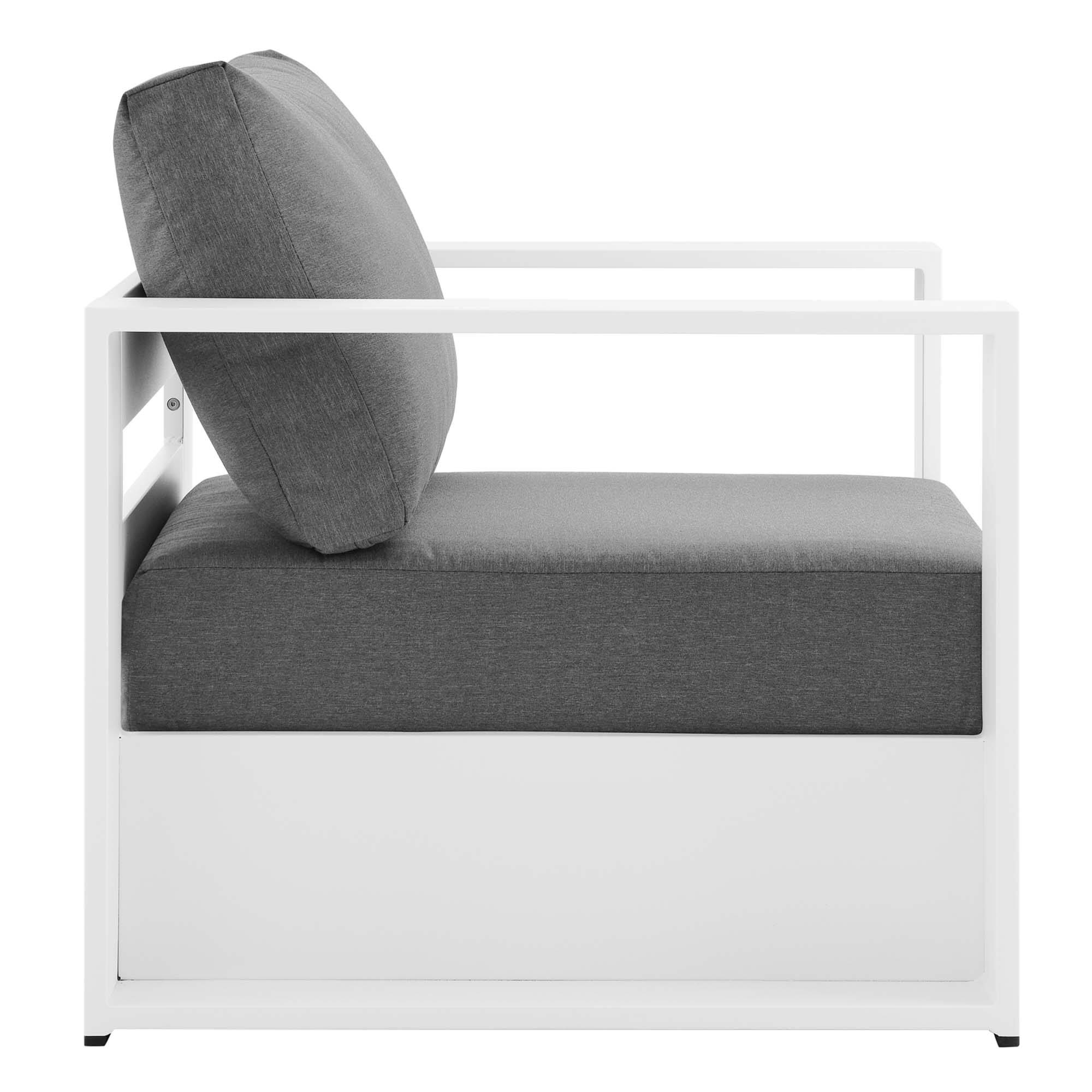 Alt View 2. Modway - Tahoe Outdoor Patio Powder-Coated Aluminum Armchair by Modway - White Charcoal.