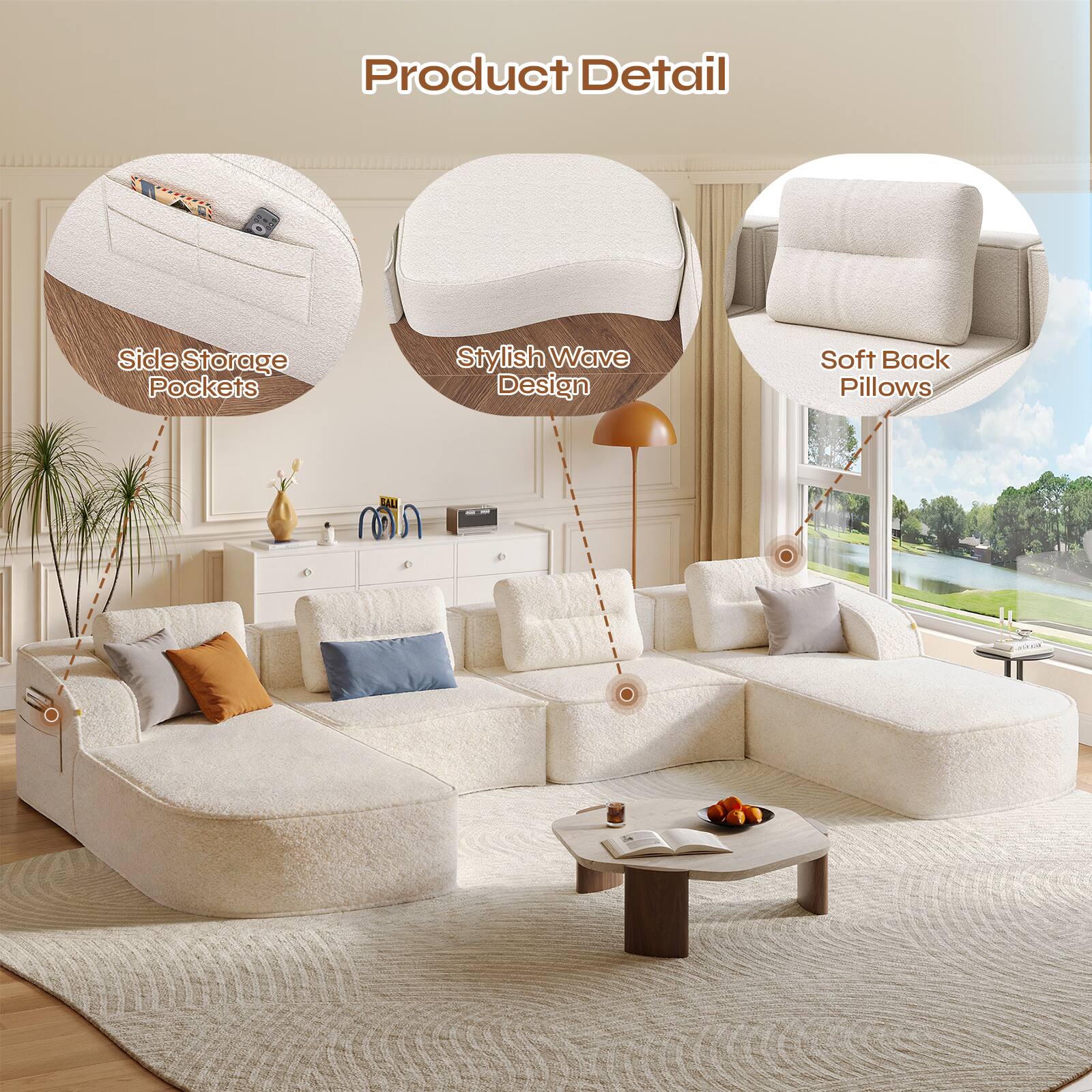 Product Detail

- Side Storage Pockets
- Stylish Wave Design
- Soft Back Pillows