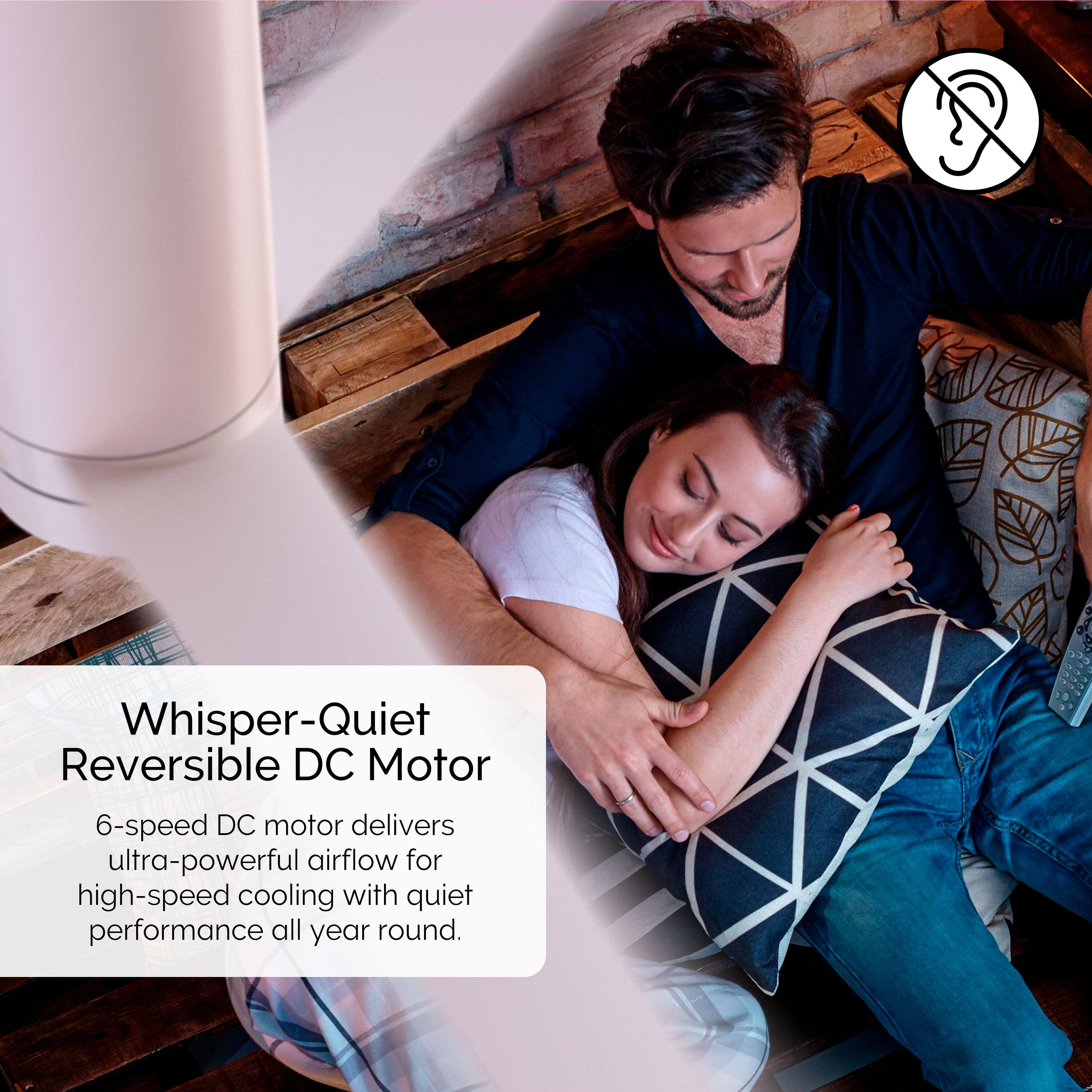 Whisper-Quiet Reversible DC Motor, 6-speed DC motor delivers ultra-powerful airflow for high-speed cooling with quiet performance all year round.
