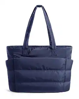 Bagsmart - Bubble 20L Puffy 15.6" Laptop Work Tote Bag, Lightweight Water-Resistant Puffer Travel Shoulder Bag for Women - Navy Blue