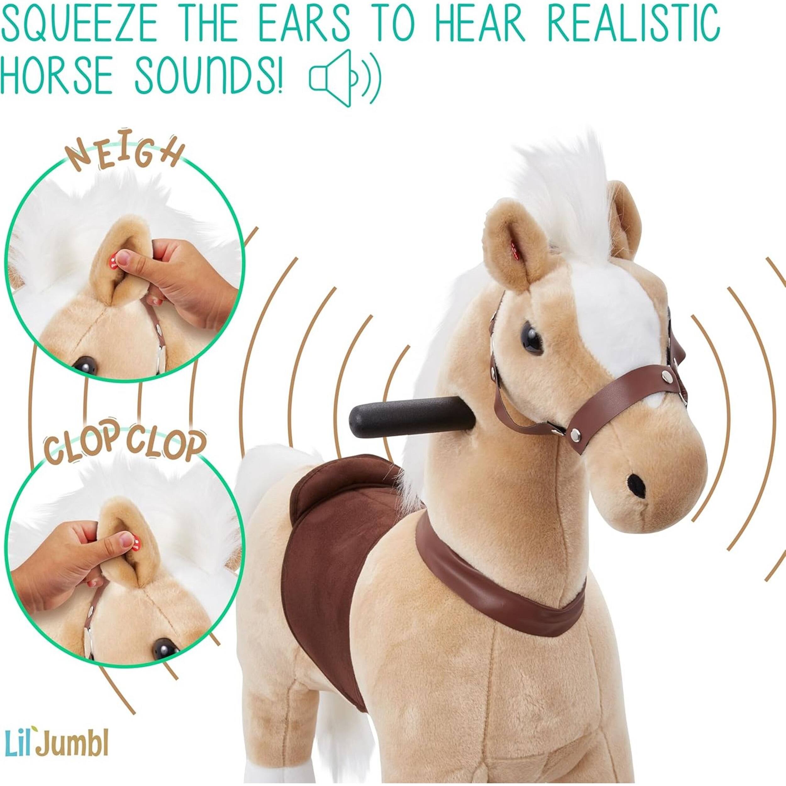 SQUEEZE THE EARS TO HEAR REALISTIC HORSE SOUNDS! NEIGH CLOP CLOP! Lil Jumbl
