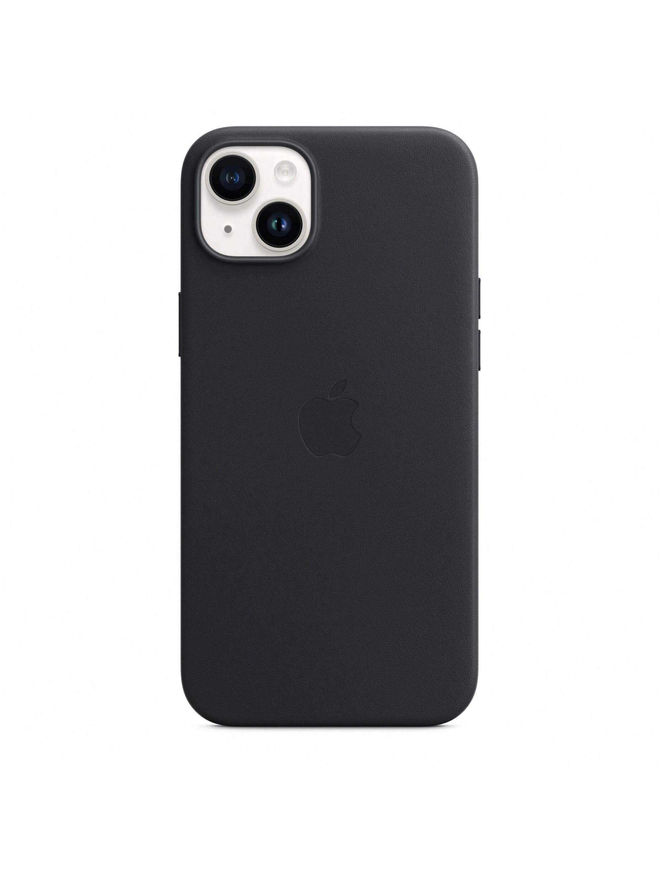 Front. Apple - iPhone 14 Plus Leather Case w/ MagSafe - Ink.