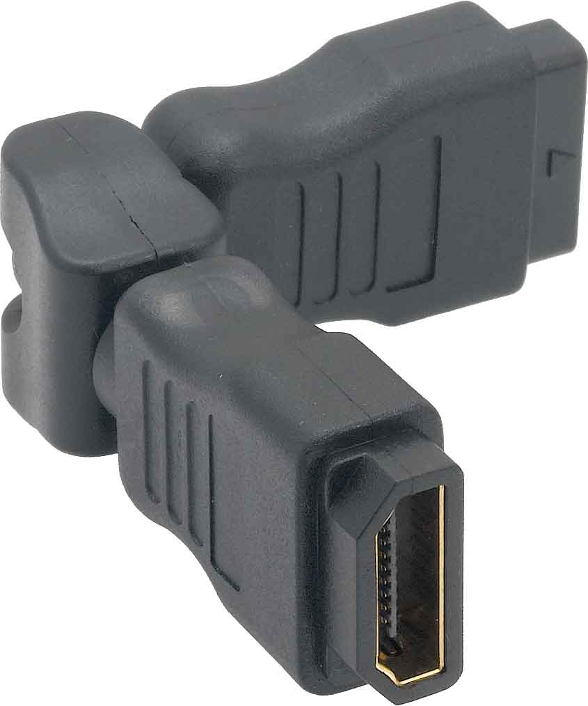 Back. Cable Leader - HDMI Female to Female Swivel Coupler, Type A 19-Pin, Fully Molded - Black.