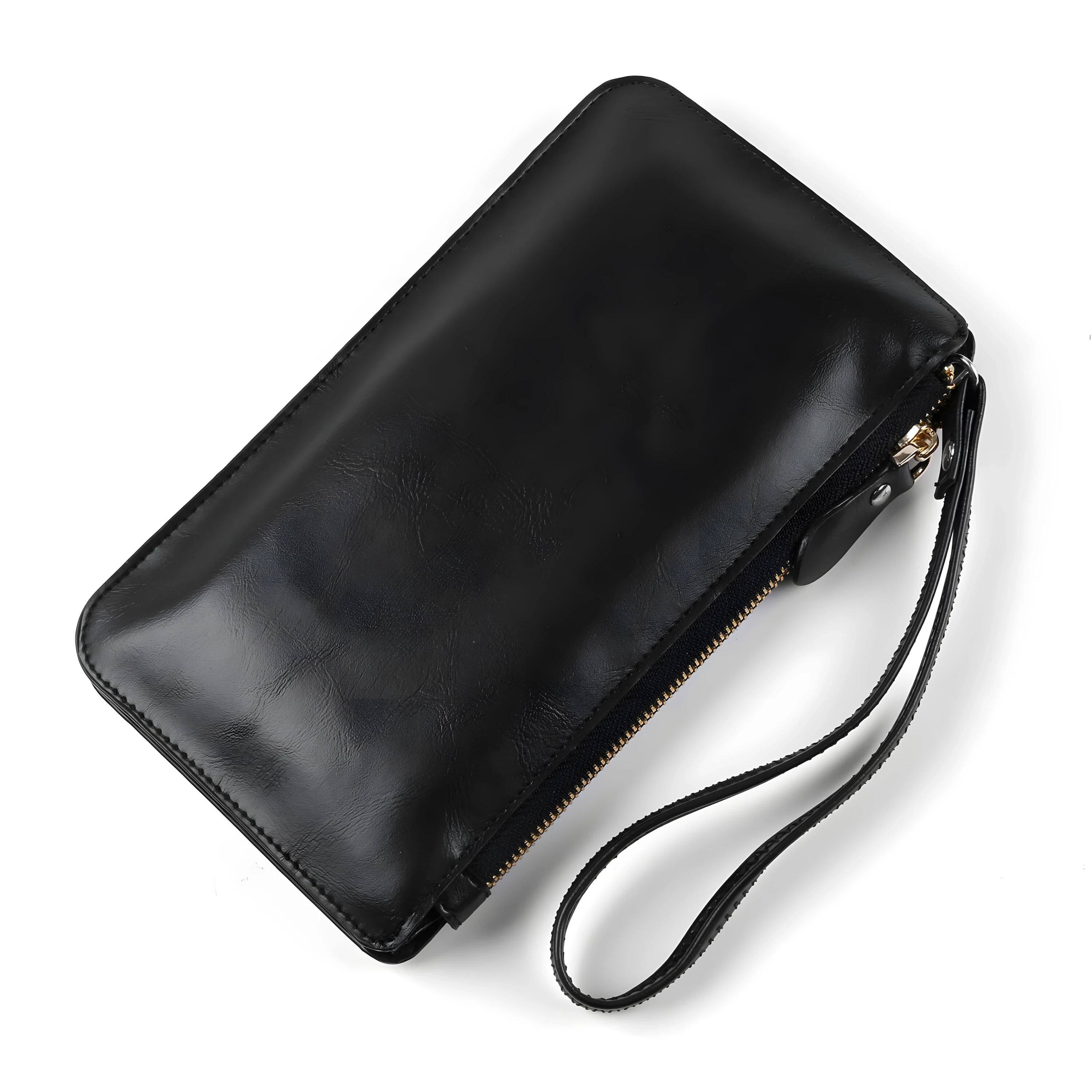 Angle. Kitcheniva - Leather Cell Phone Crossbody Bag Pouch Purse For iPhone 16 Pro Max - Black.