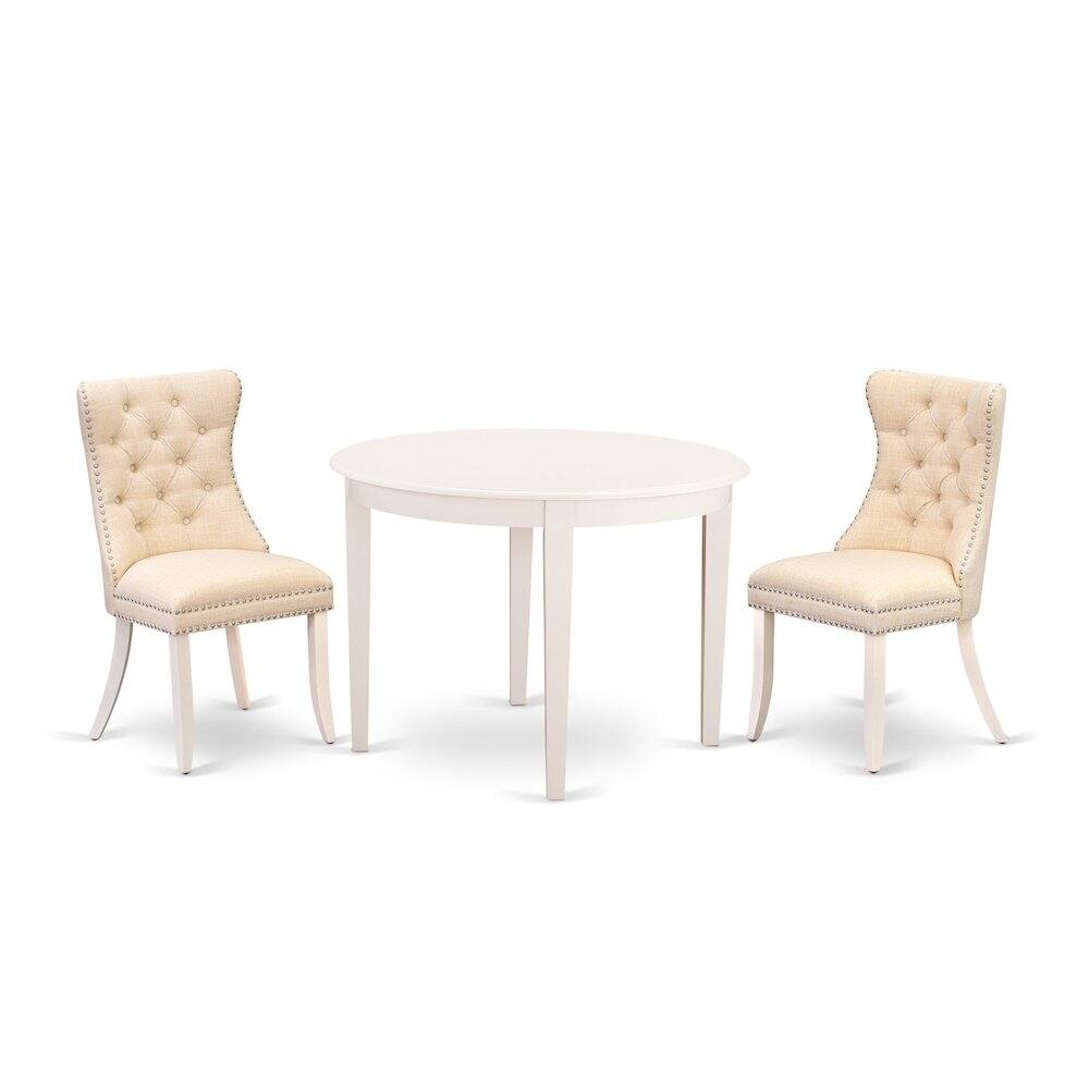 Back. East West Furniture - 3 Piece Dining Room Table Set - White.