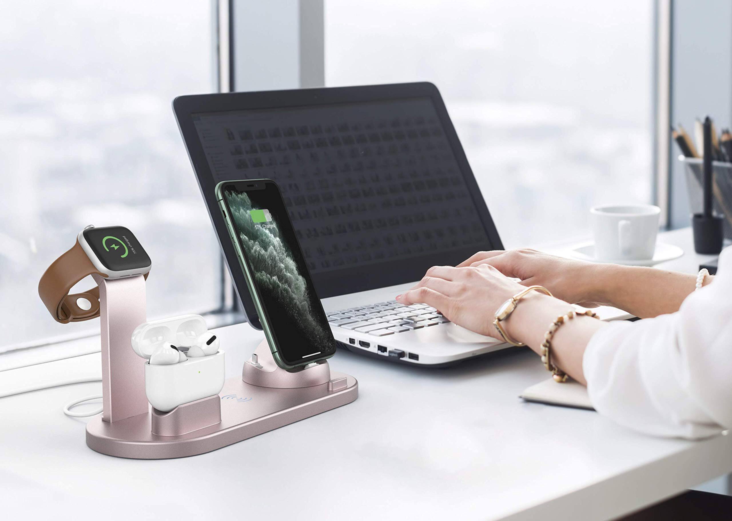 Alt View 2. Cluzine - 6-in-1 Foldable Multifunctional Wireless Fast Charger for Phone, Watch & Earbuds.