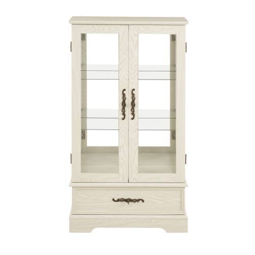 Alt View 6. LUCKY ONE - 25.98in Freestanding Lighted Glass Curio Cabinet with Drawer and Adjustable Shelves for Collectibles - White.