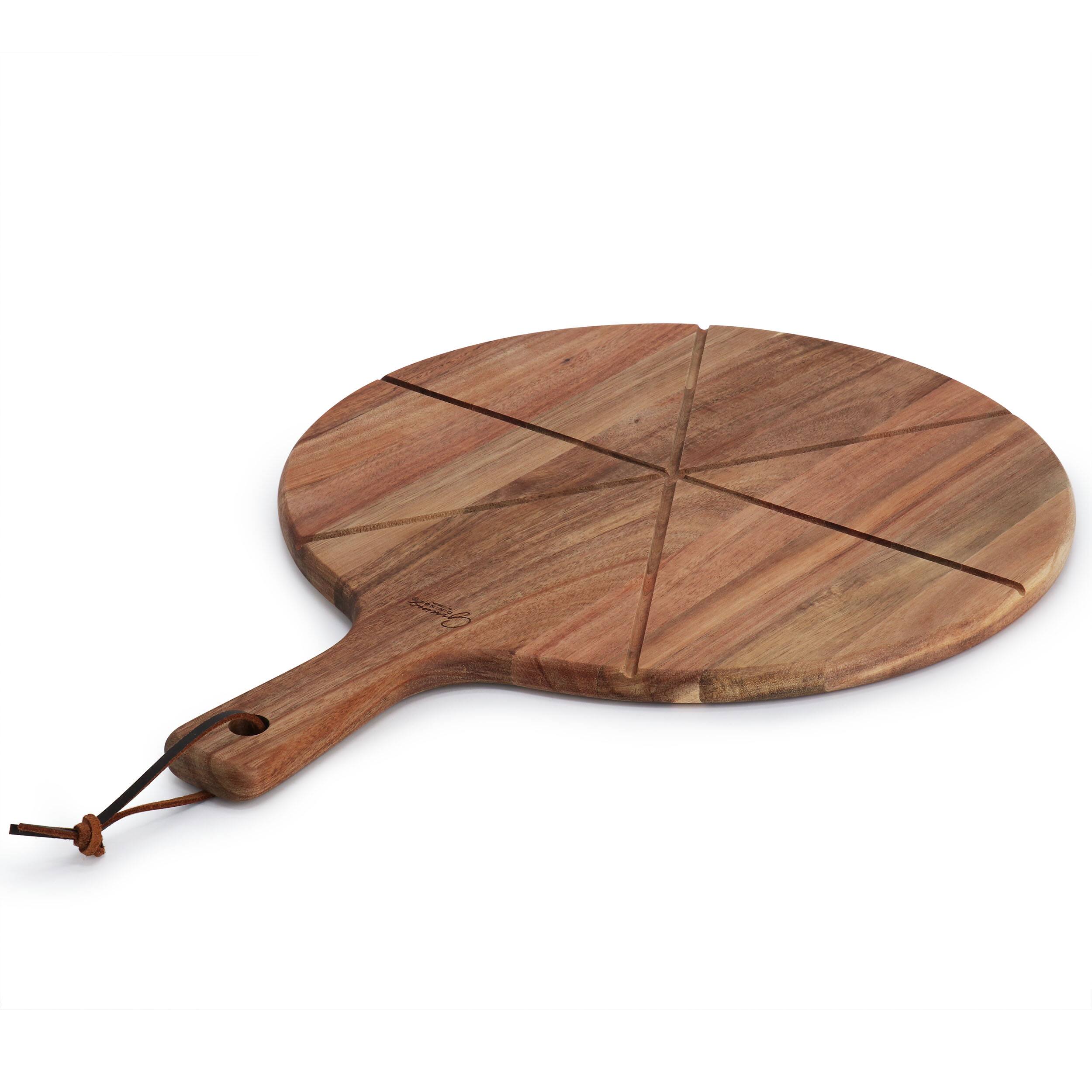 Alt View 1. Gibson - Gibson Elite 2 Piece Acacia Wood Serving Board and Pizza Cutter Set in Brown - Brown.
