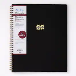 Blue Sky - 2026-2027 Weekly & Monthly Academic Planner, 8.5"x11", Black