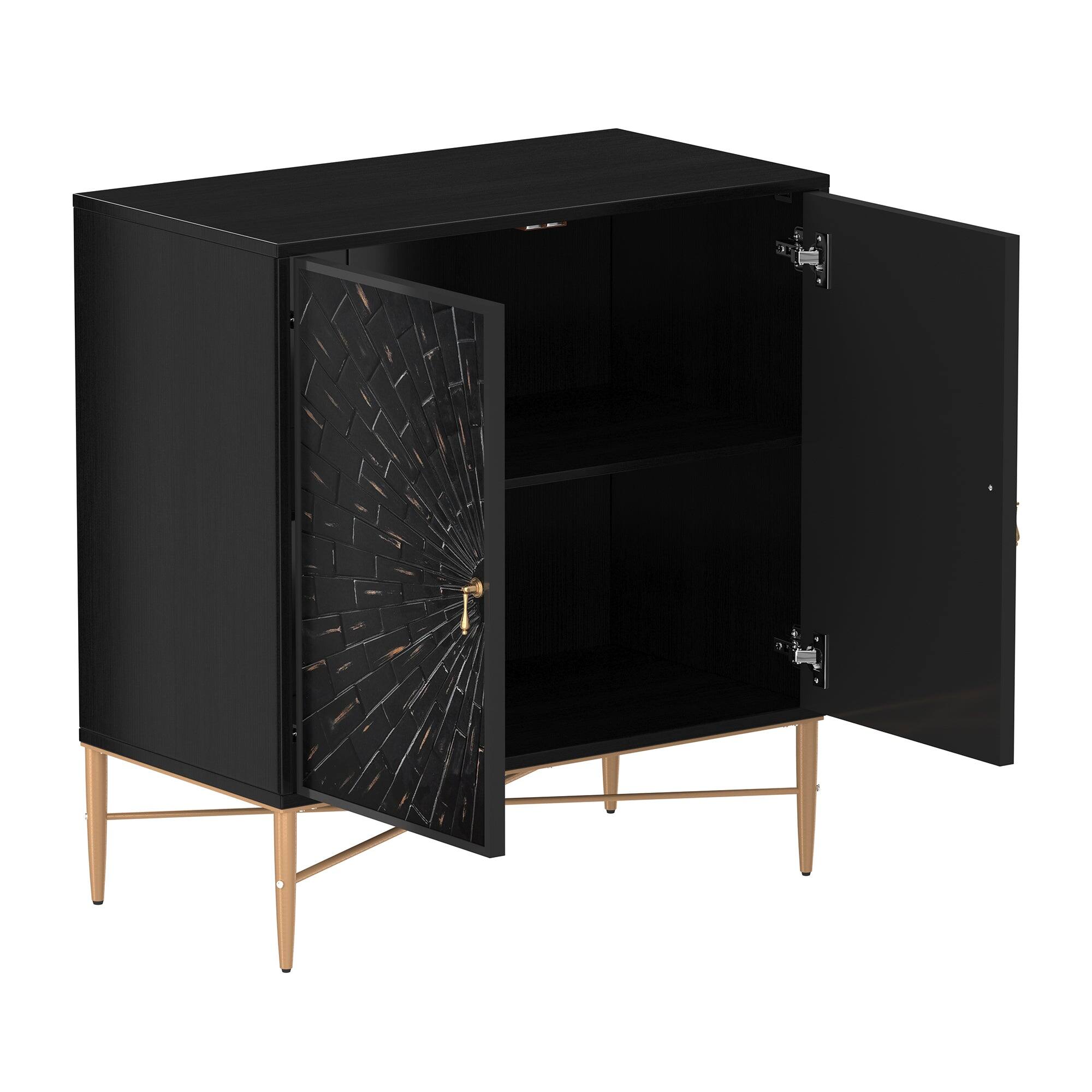 Alt View 9. Boyel Living - Vintage Wood Storage 2 Door Accent Cabinet - Black.