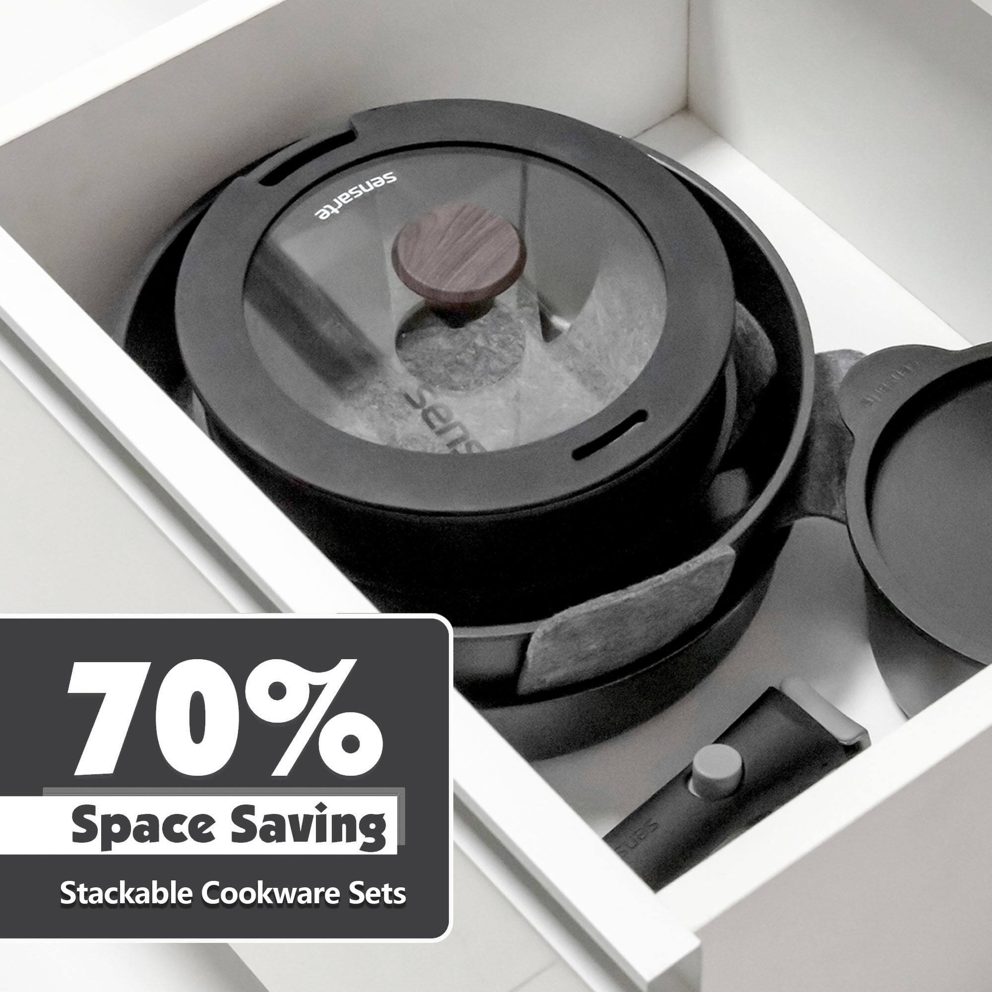 sensarte

70% Space Saving Stackable Cookware Sets