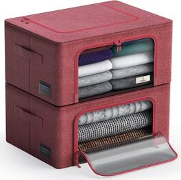 Sorbus - Storage Bins with Metal Frame, Stackable & Foldable Clothes Organizer Bags, Fabric Storage Containers - Pink