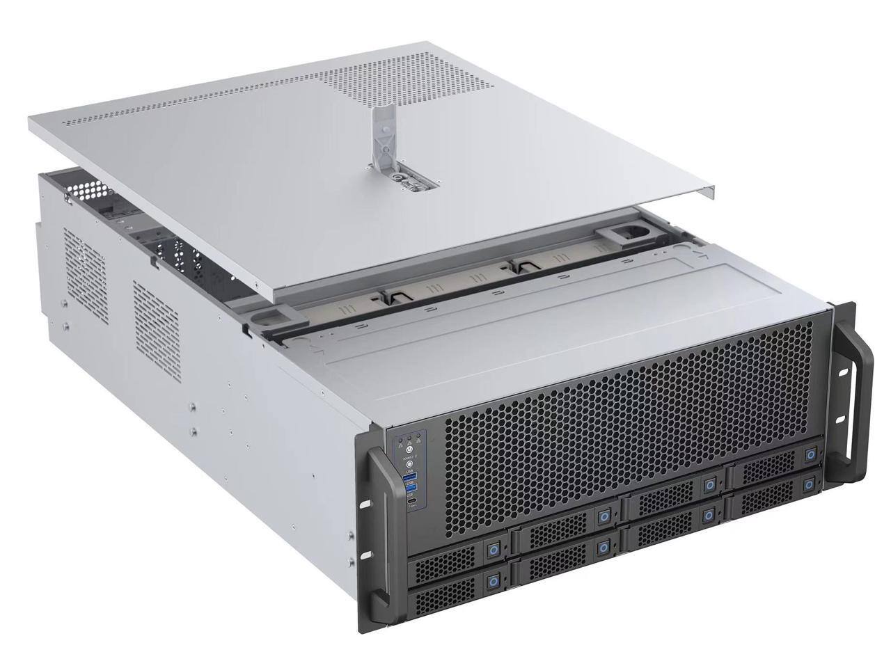 Alt View 1. Rosewill - Rosewill 4U Server Chassis | 4 GPUs | 8 Hot-Swap SATA/SAS | E-ATX | USB 3.2 Type-C | Rail Kit | AI Servers - Black.