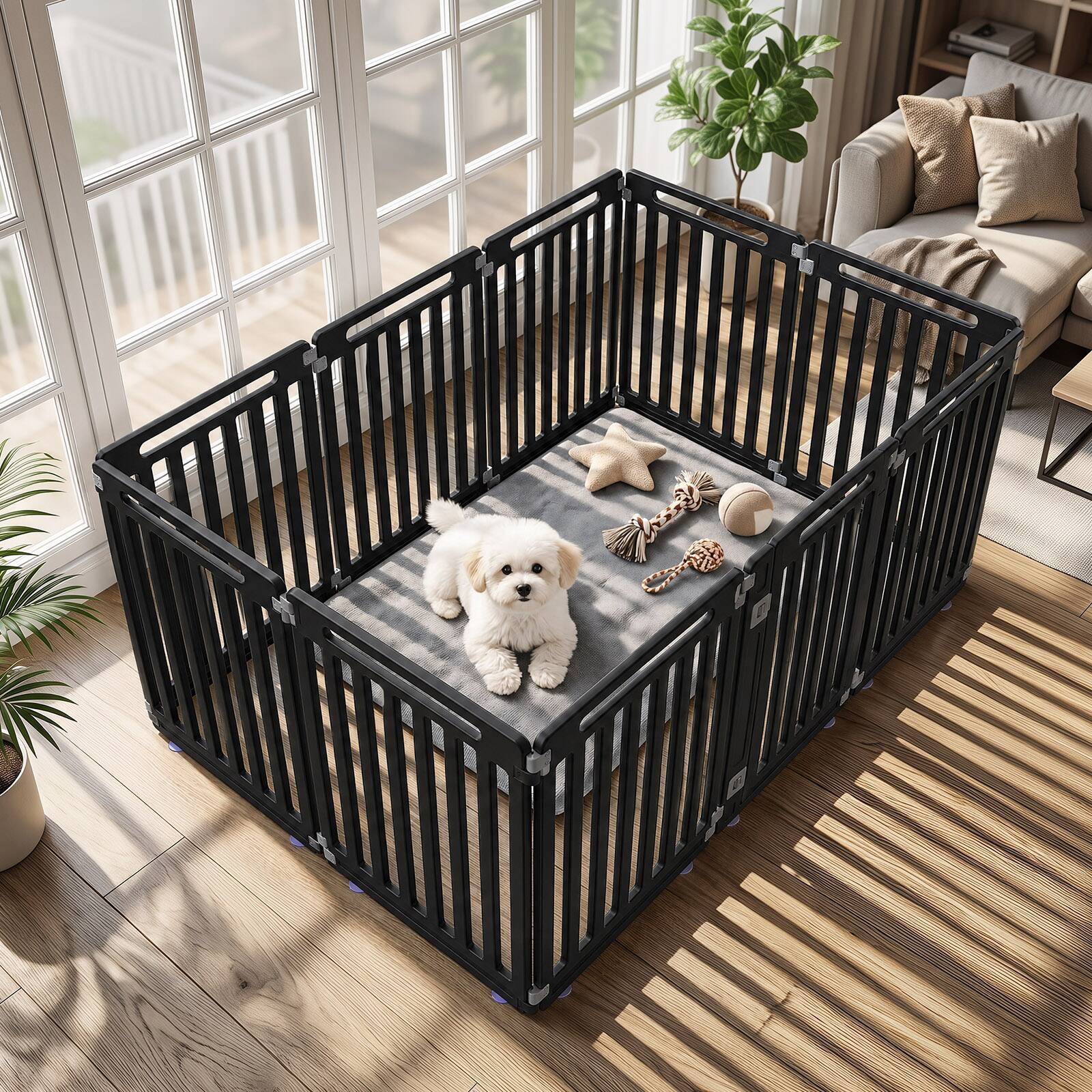 Alt View 1. Gymax - Gymax Indoor Outdoor Dog Playpen w/Door Lock 31.5'' Height 10 Panels for RV Camping Black - Black.