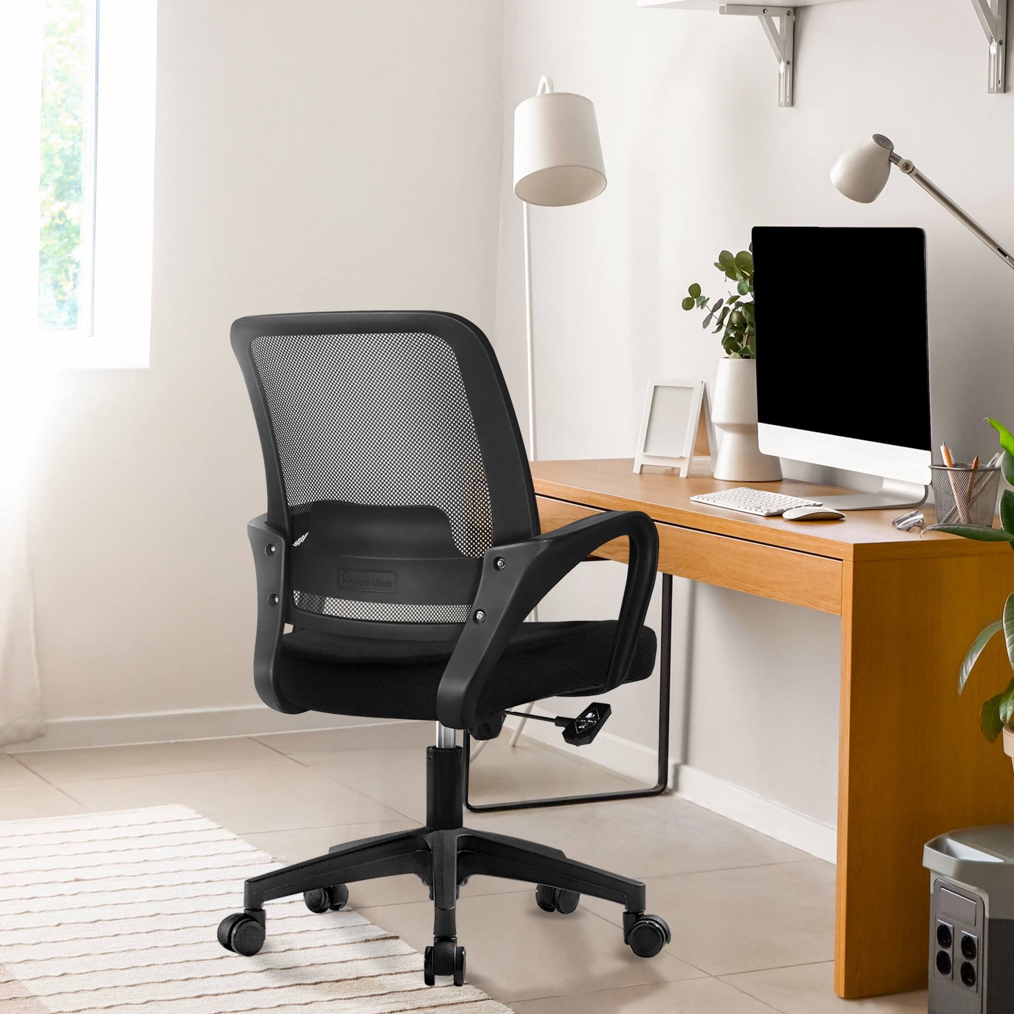 Alt View 4. Neo Chair - Ergonomic Office Chair, Mesh Desk Chair with Lumbar Support, Mid-Back, Armrests & Swivel Base - Black.