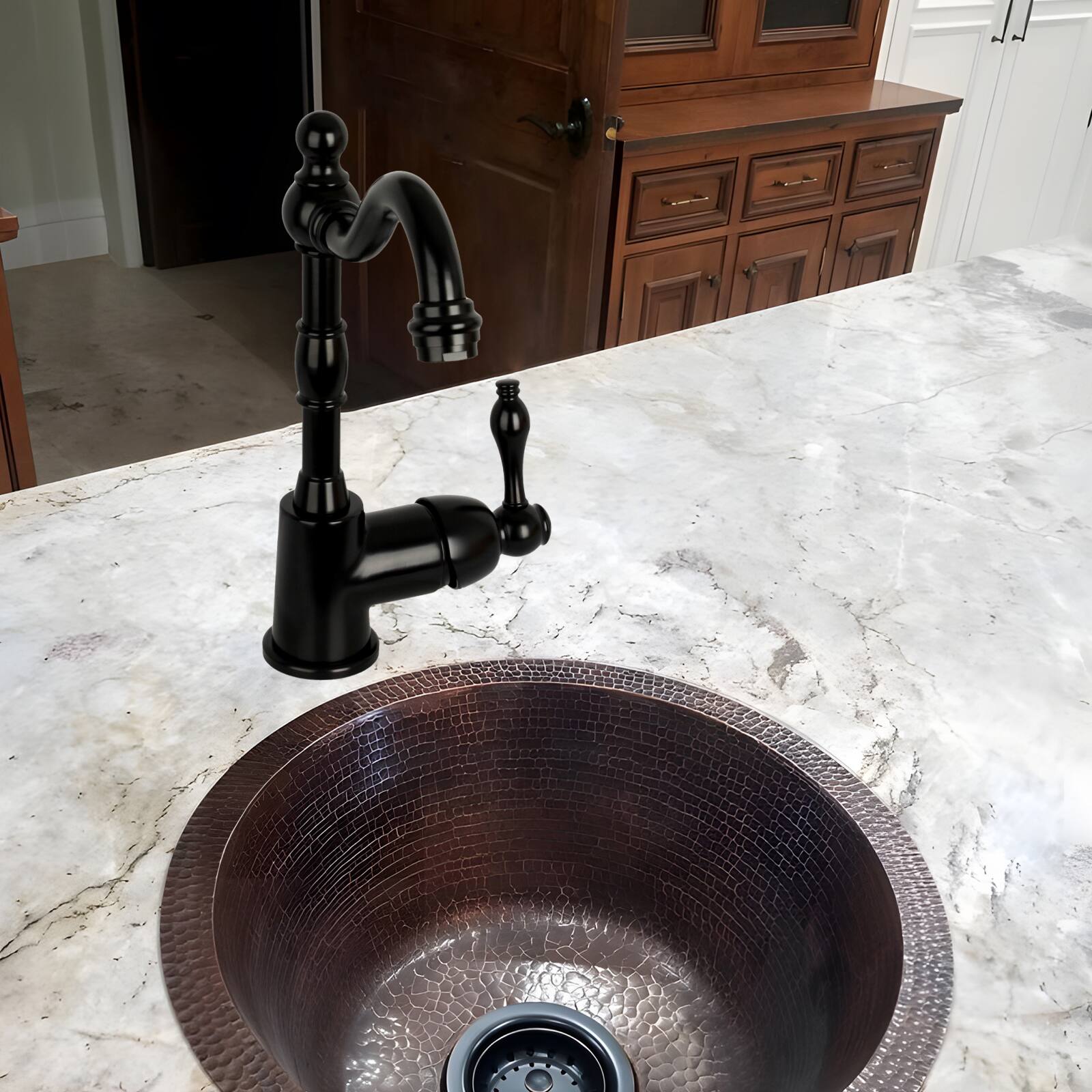 Alt View 7. Akicon - Akicon Solid Brass One-Handle Widespread Kitchen Bar Faucet in Matte Black - Matte Black.